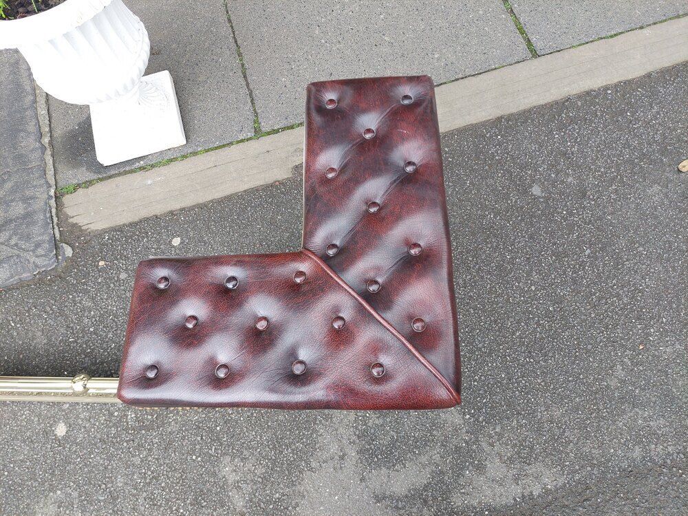 Early 20thc Brass And Leather Club Fender photo furniture