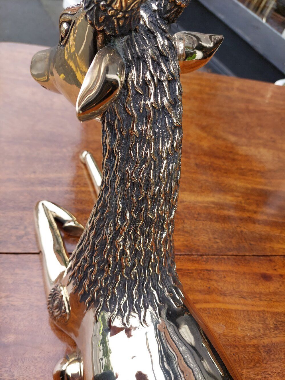 Large Indian Brass Deer Sitting "En Couchant" photo 580.0