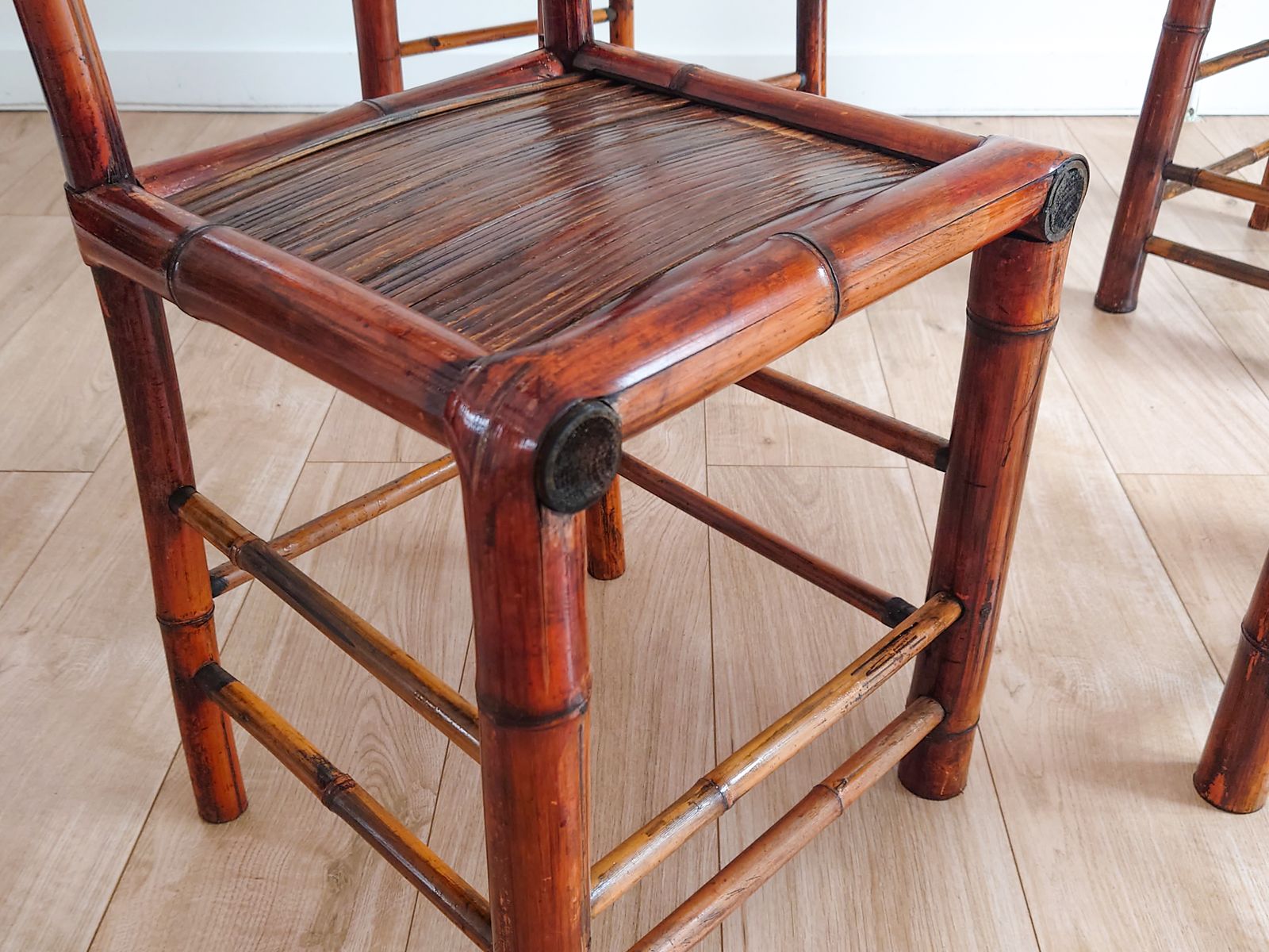photo for sale Set Of 4 Antique Bamboo Chinoiserie Chairs