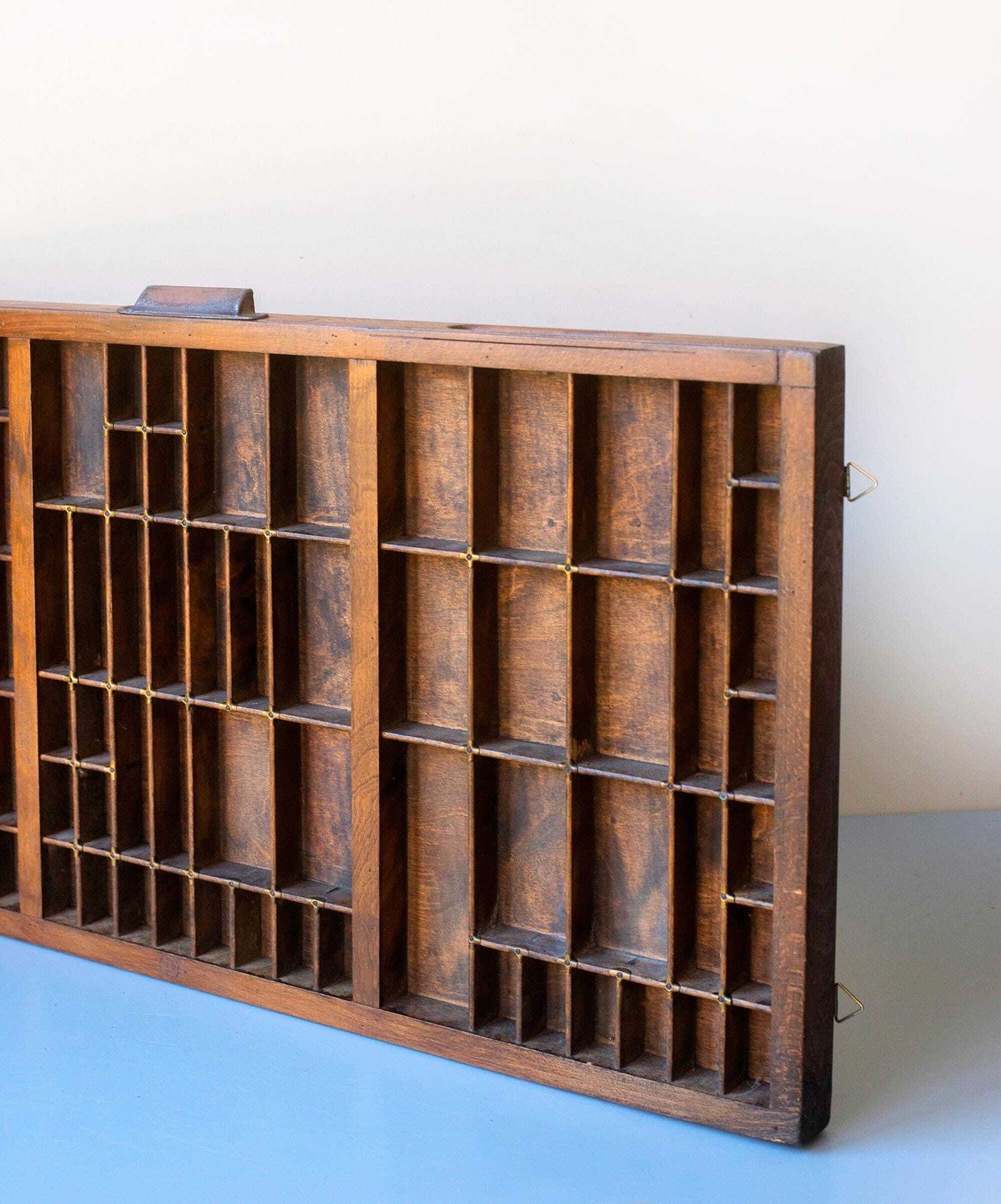 photo vinterior Antique Wooden Printer’s Tray   Letterpress Shadow Box   Wall Display Shelf For Miniatures And Collectibles