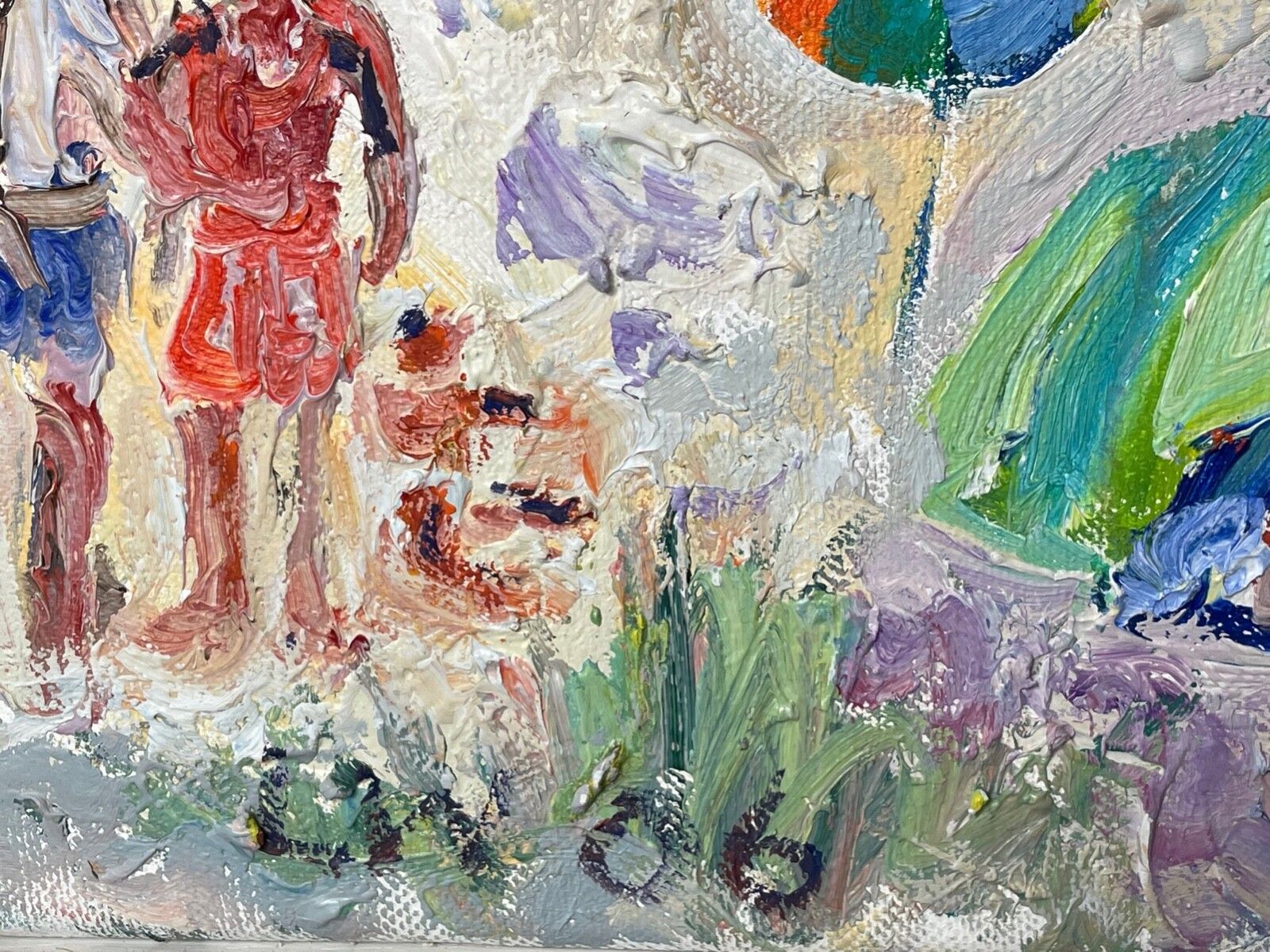 Expressionistisch olieschilderij St Ives Smeaton's Pier Beach Shore Cornwall, gesigneerd door Linda Weir photo Kunst