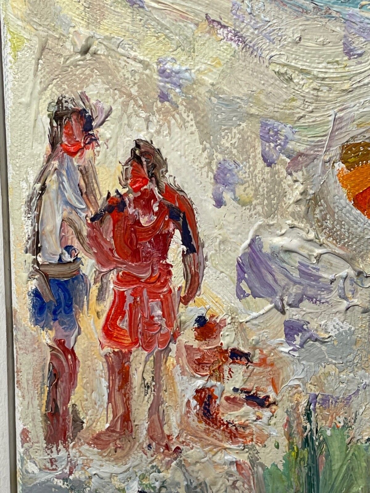 Expressionist Oil Painting St Ives Smeaton's Pier Beach Shore Cornwall Signed By Linda Weir photo buy