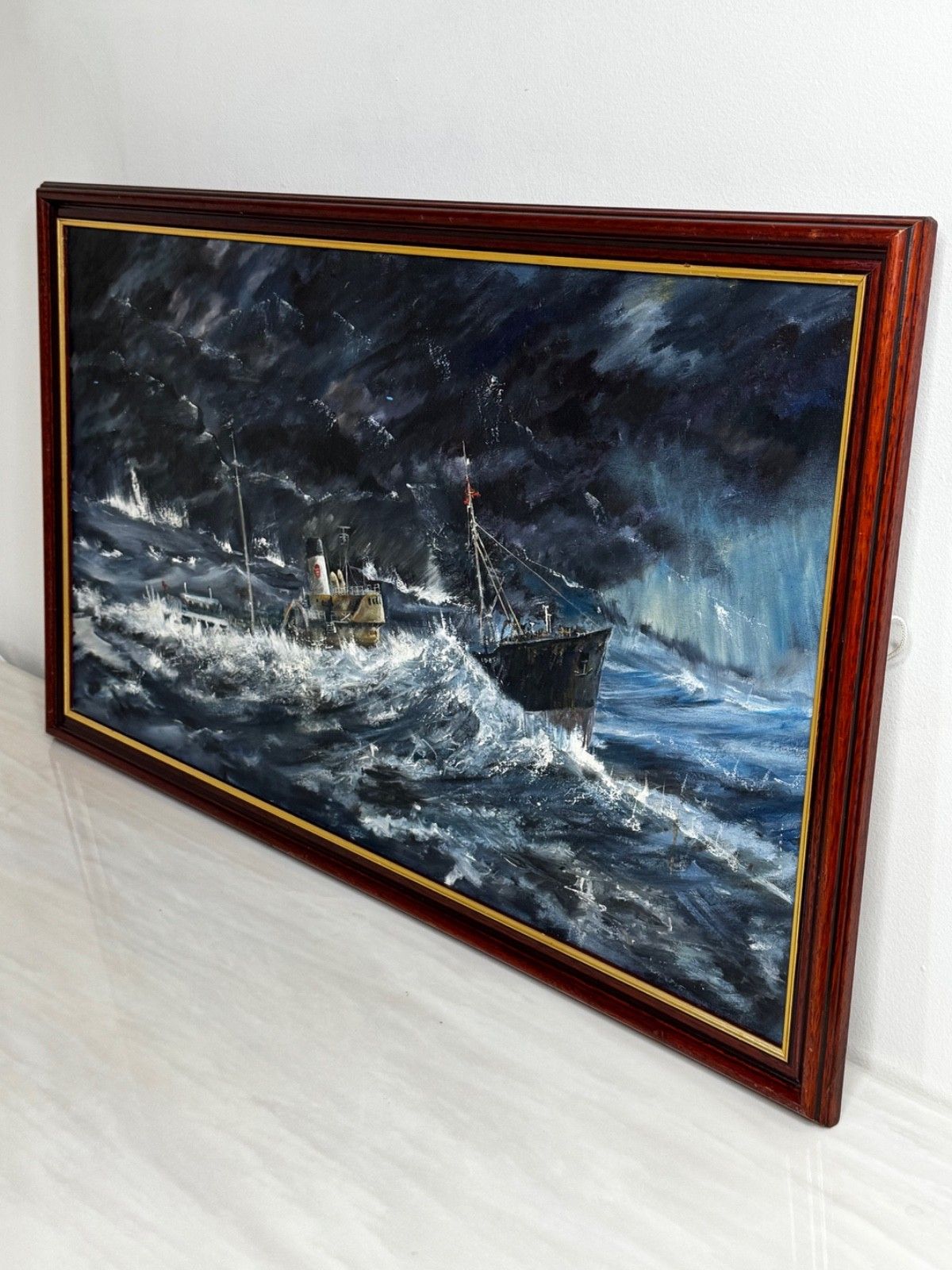 20th Century Marine Oil Painting Kingston Peridot (H591) Hull Northern Fishing Co. Ltd Lost In Arctic Gale Jan 68 photo vintage