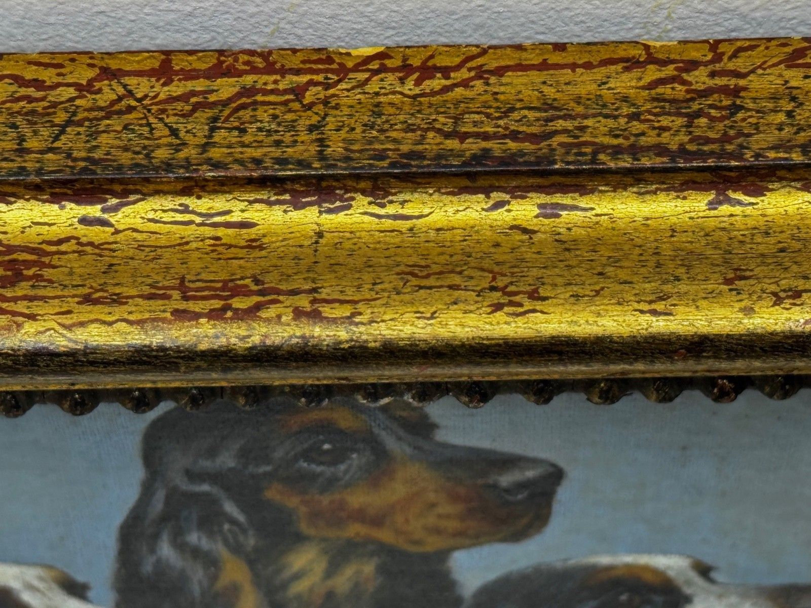 Mid Century dierenschilderij in olieverf, The Faithful Companions, trio van cocker spaniëls, in de stijl van Maud Alice Earl photo vintage
