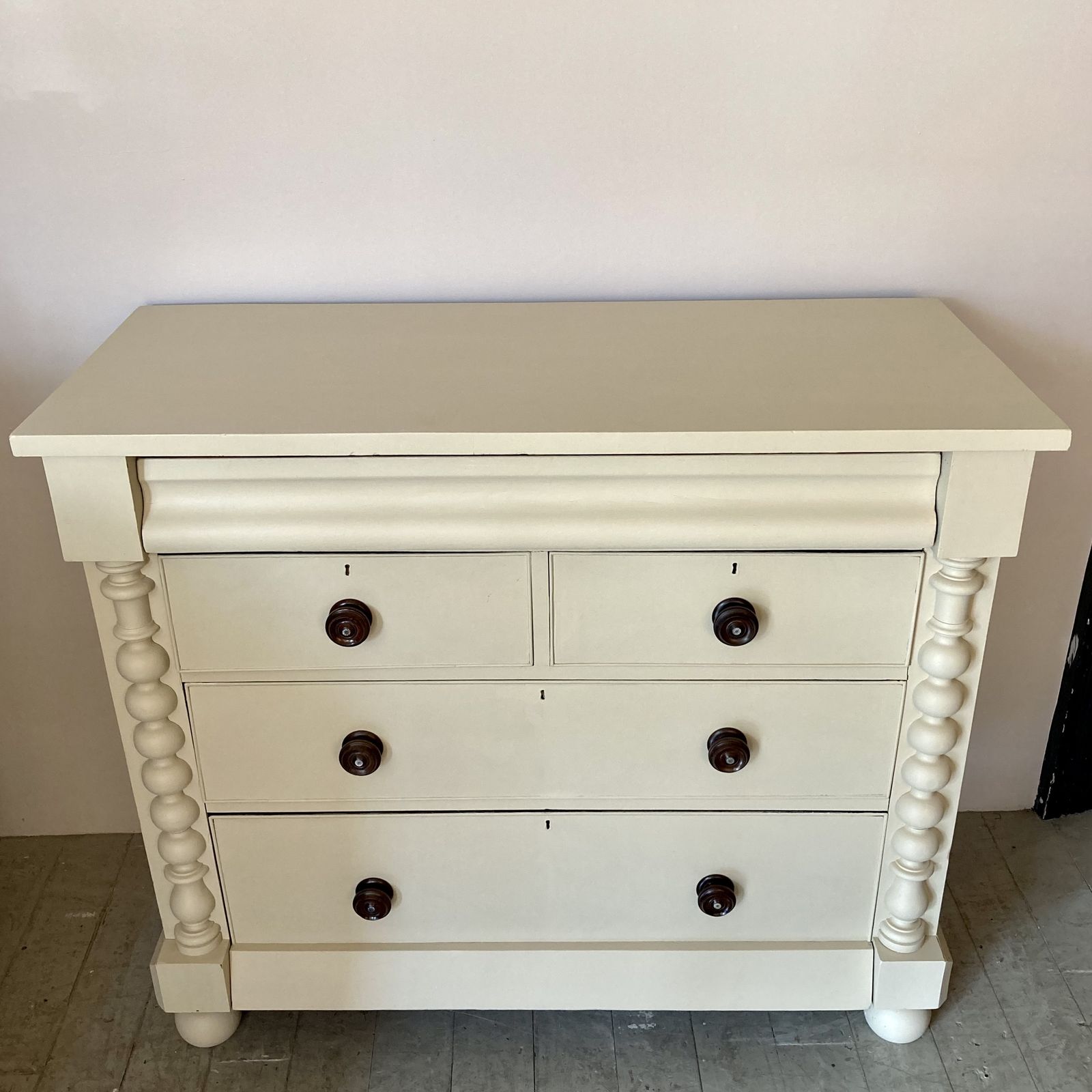 Painted Antique Chest Of Drawers With Bobbin Detail photo furniture