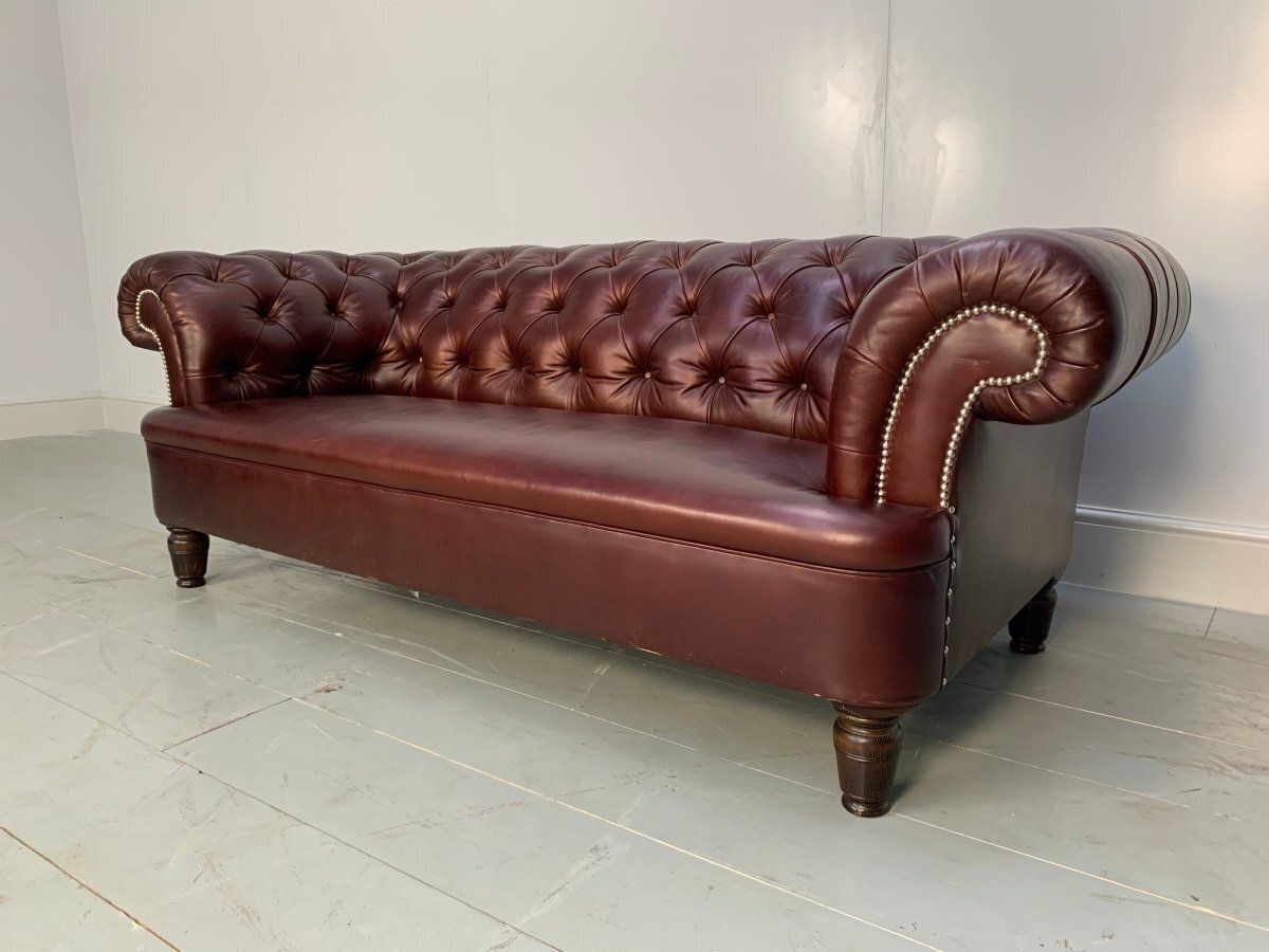 George Smith Leather Sofa   Early Victorian Chesterfield   Buttoned Sofa In Cinnamon Leather photo for sale