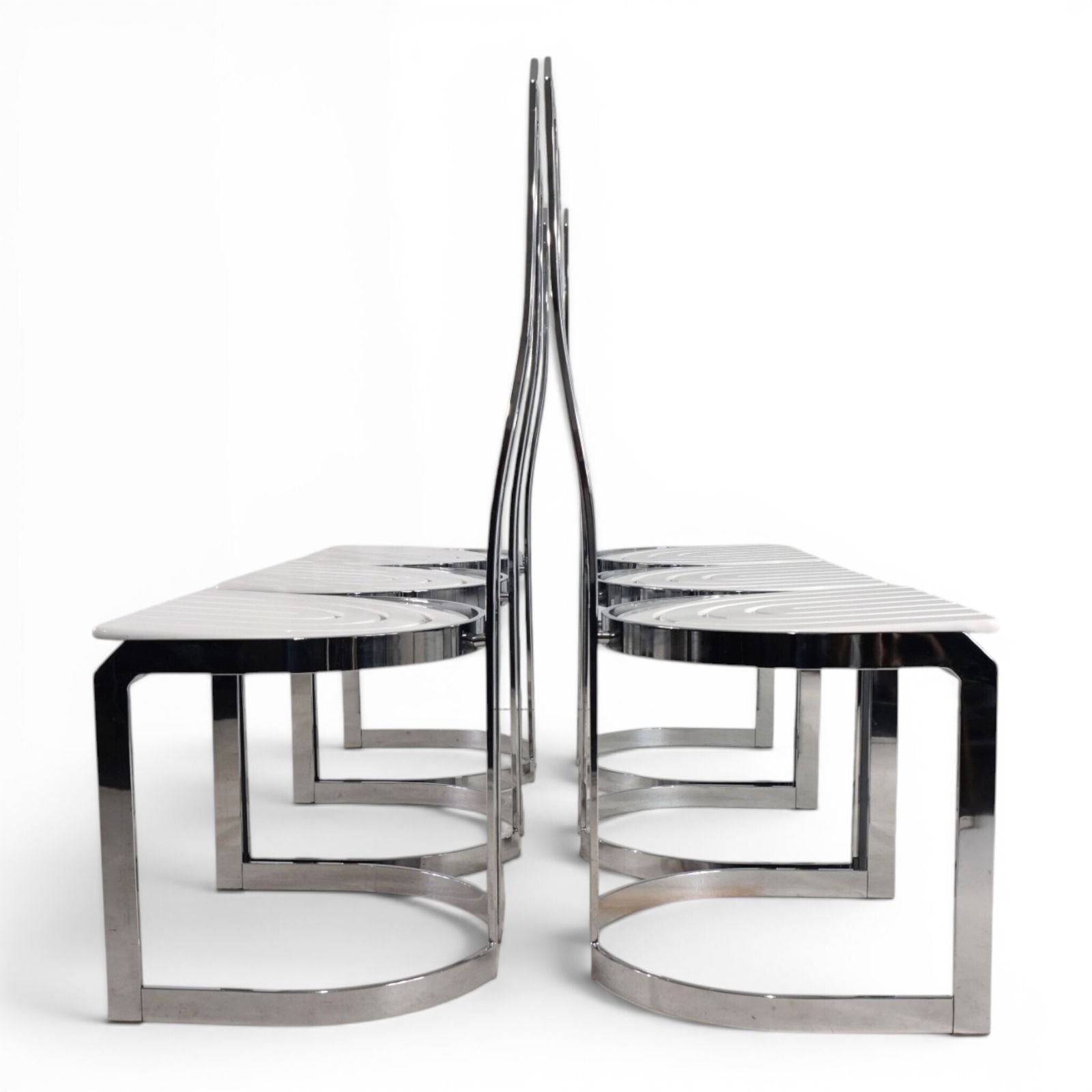 Set van 6 postmoderne Allmilmö eetkamerstoelen, 1980 photo vintage