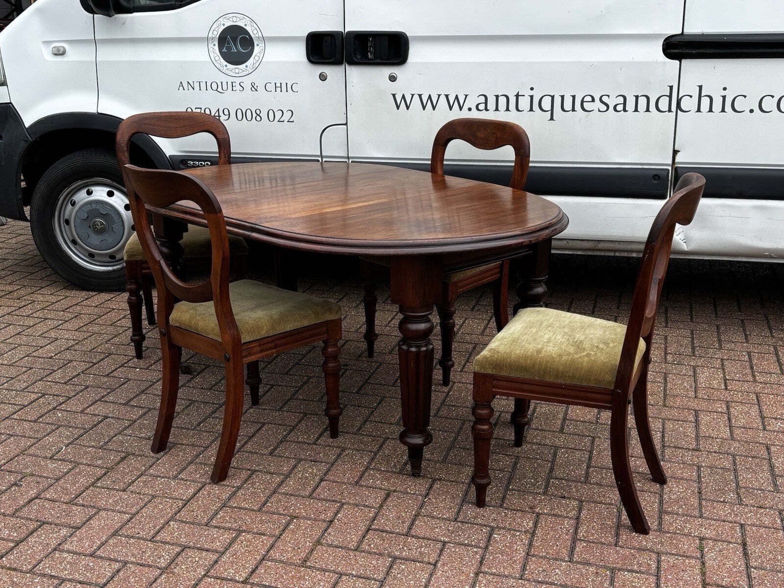 Victorian Extending Mahogany Dining Table & 4 Chairs photo Furniture