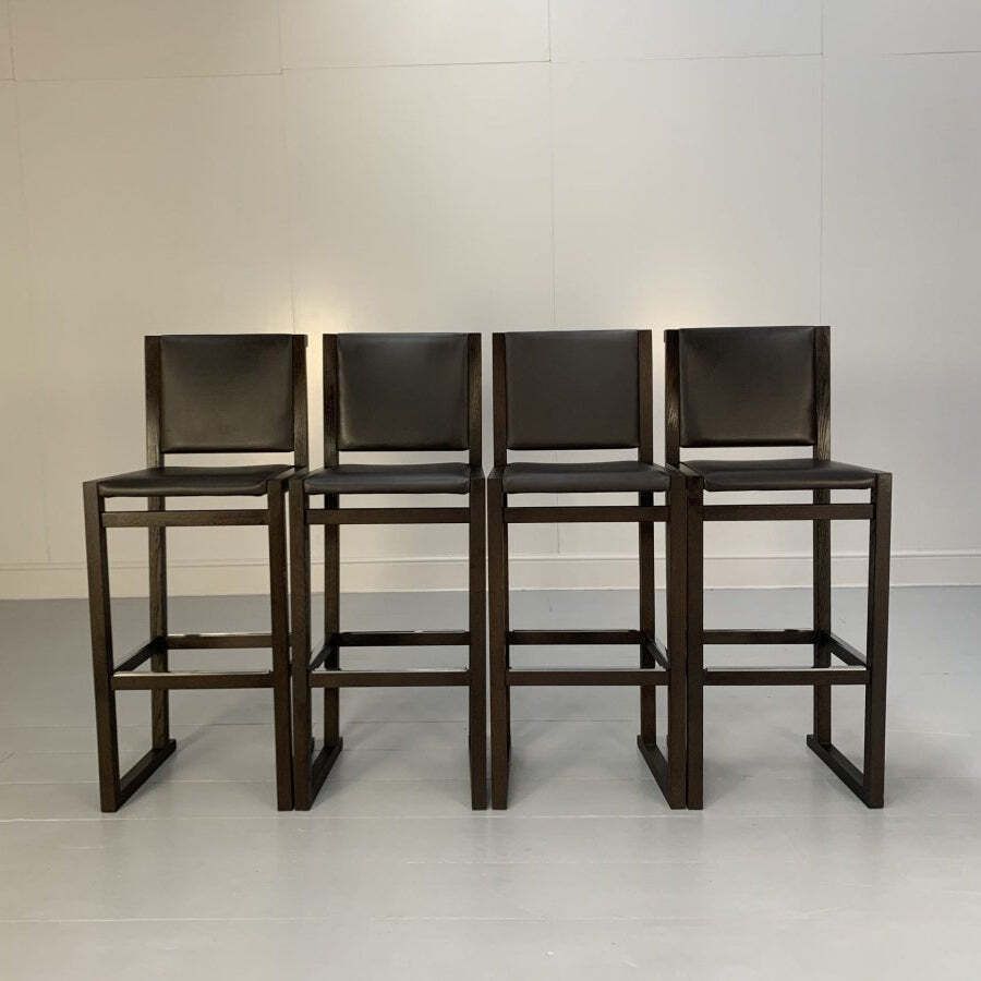 4 B&B Italia Musa Sm46g Tall Bar Stool Chairs   In Dark Grey Kasia Leather, Set Of 4 photo furniture