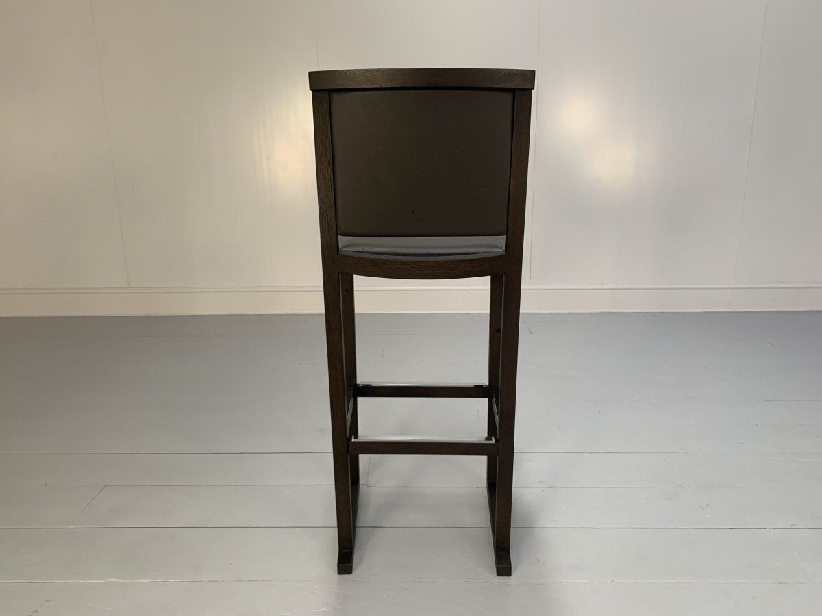 4 B&B Italia Musa Sm46g Tall Bar Stool Chairs   In Dark Grey Kasia Leather, Set Of 4 photo Furniture
