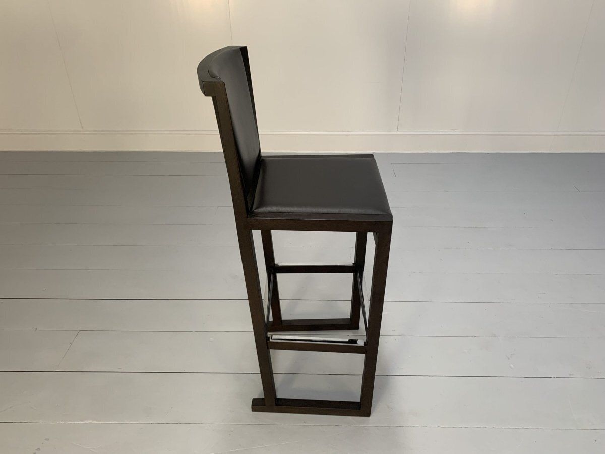 photo furniture 4 B&B Italia Musa Sm46g Tall Bar Stool Chairs   In Dark Grey Kasia Leather, Set Of 4
