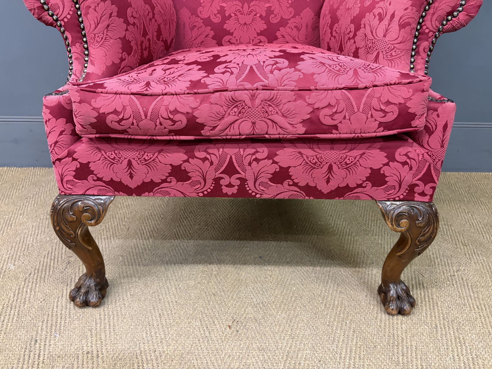 Late 19th Century Walnut Wing Armchair photo for sale