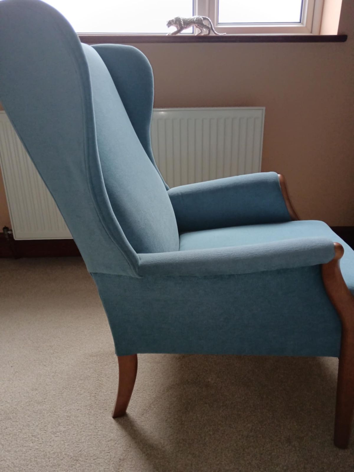 Parker Knoll Froxfield Winged Fireside Chair In Victoria Azure. photo furniture
