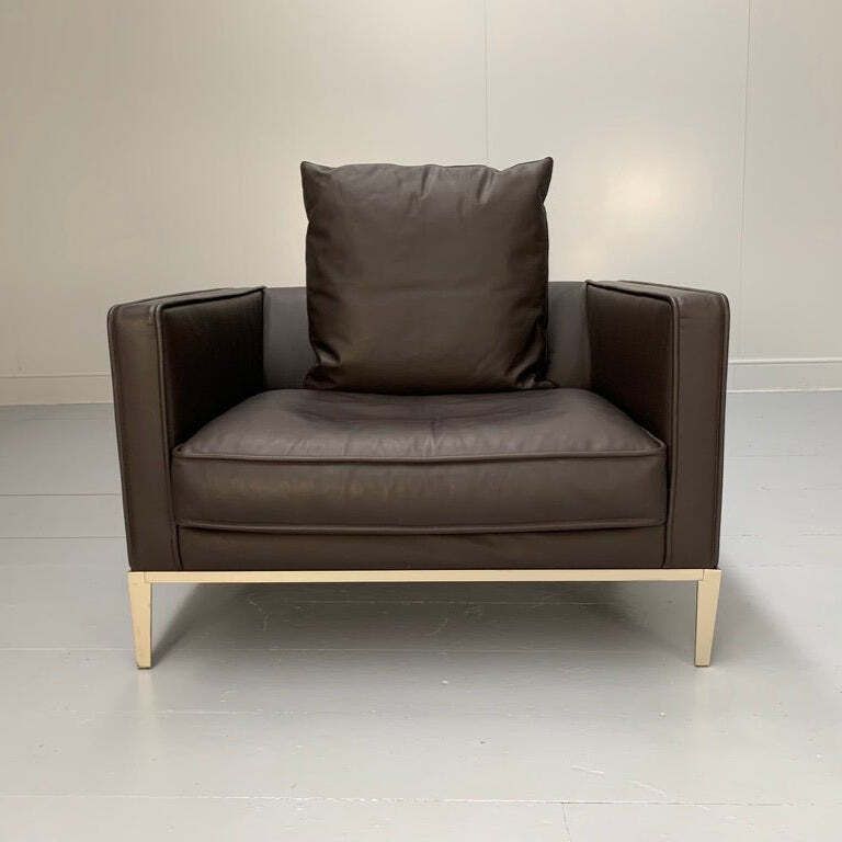 B&B Italia Simpliciter Large Armchair   In Gamma Dark Brown Leather photo furniture