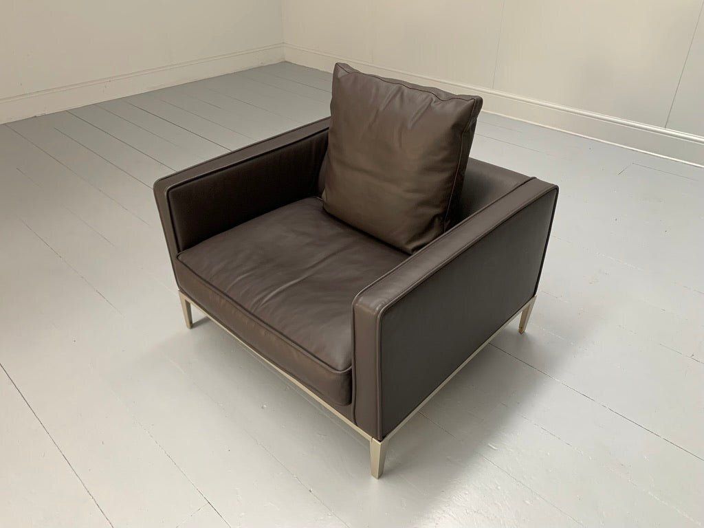 Furniture B&B Italia Simpliciter Large Armchair   In Gamma Dark Brown Leather photo