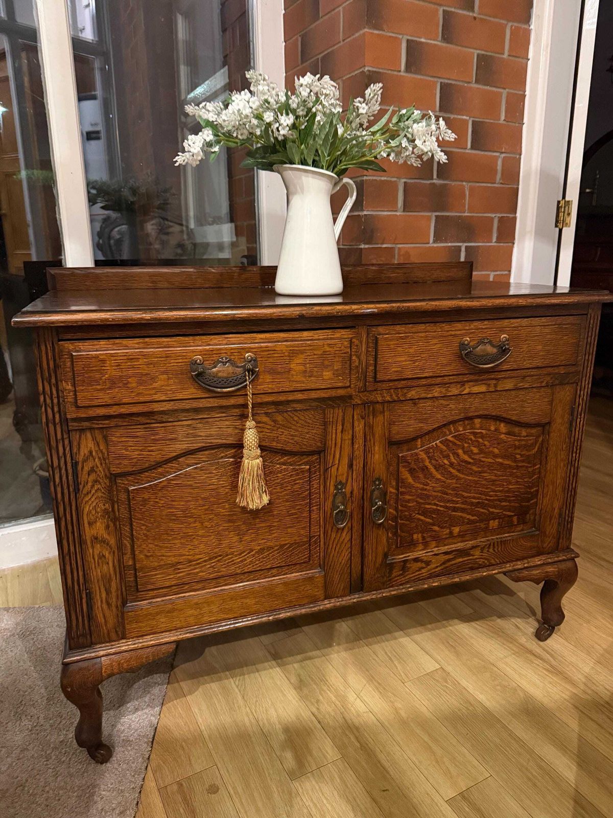 Antique Oak Sideboard Cabinet | Victorian Style Buffet | Solid Oak Storage Cupboard | Hallway, Bathroom Vanity photo furniture