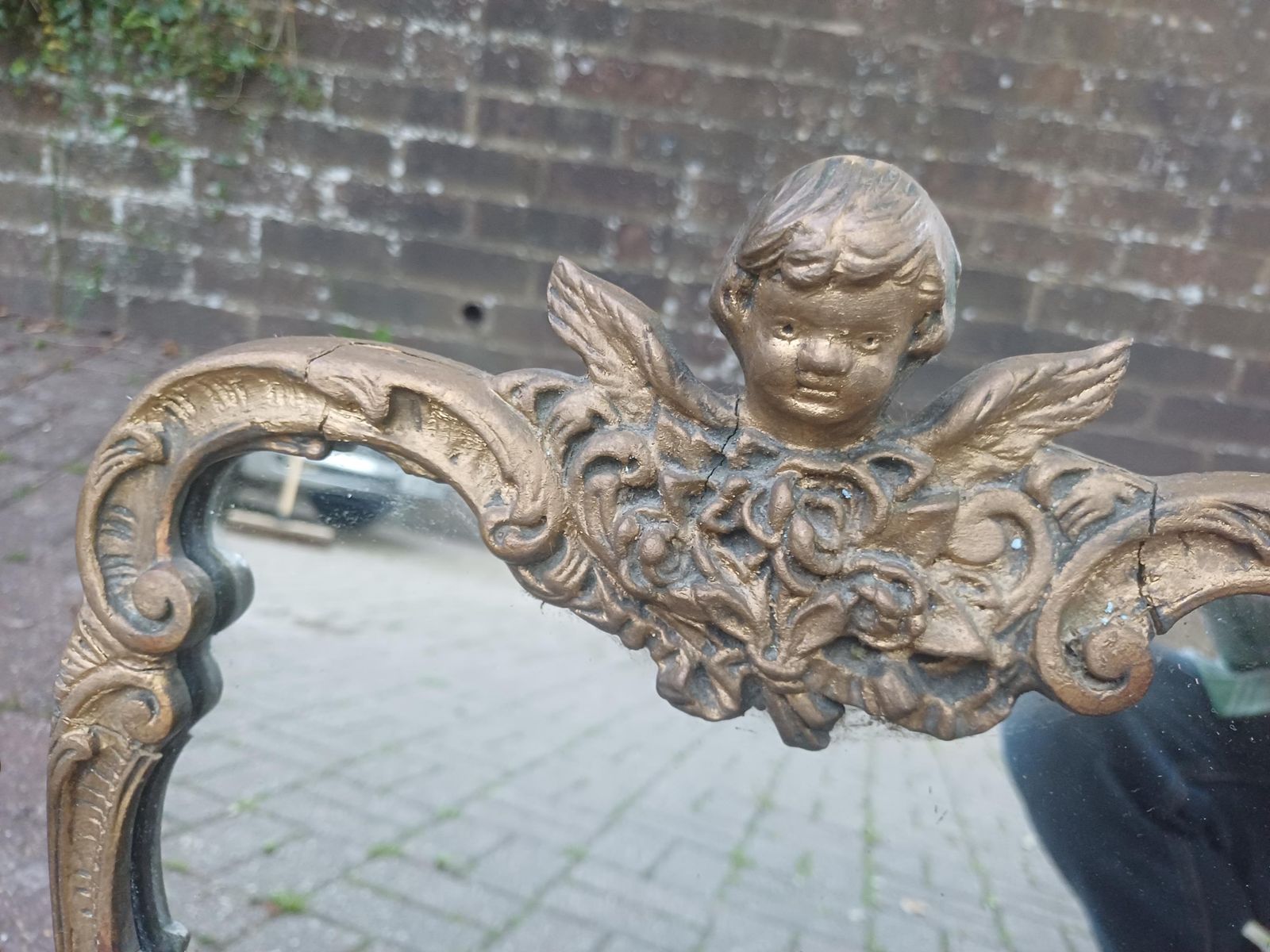 Vintage Atsonia Cherub Triple Dressing Table Mirror Ornate Gold Rococo Vanity Mirror Fine Quality And Weight photo for sale