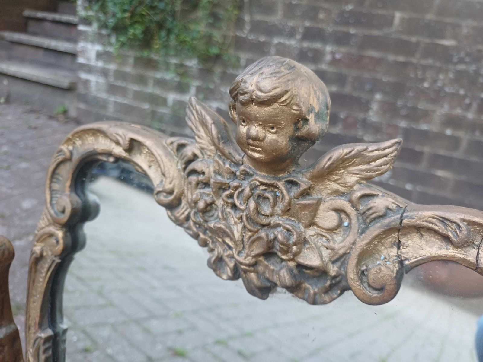 Vintage Atsonia Cherub Triple Dressing Table Mirror Ornate Gold Rococo Vanity Mirror Fine Quality And Weight photo 275.0