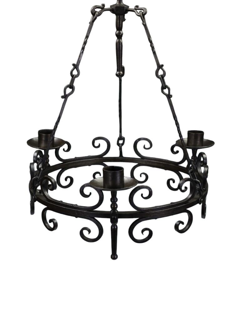 A Substantial Late 19th Century Hand Forged Wrought Iron ‘Corona’ Chandelier