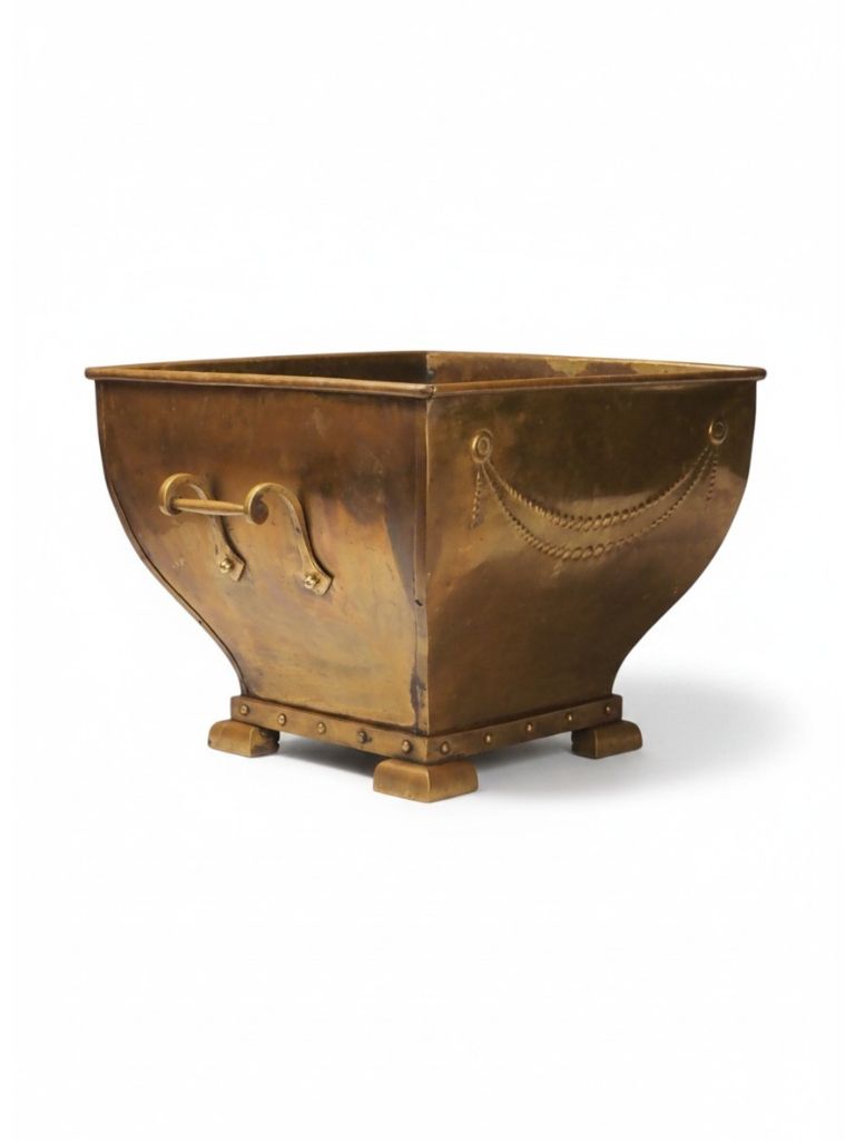Antique Brass Planter – Edwardian Jardinière Or Fireside Bucket