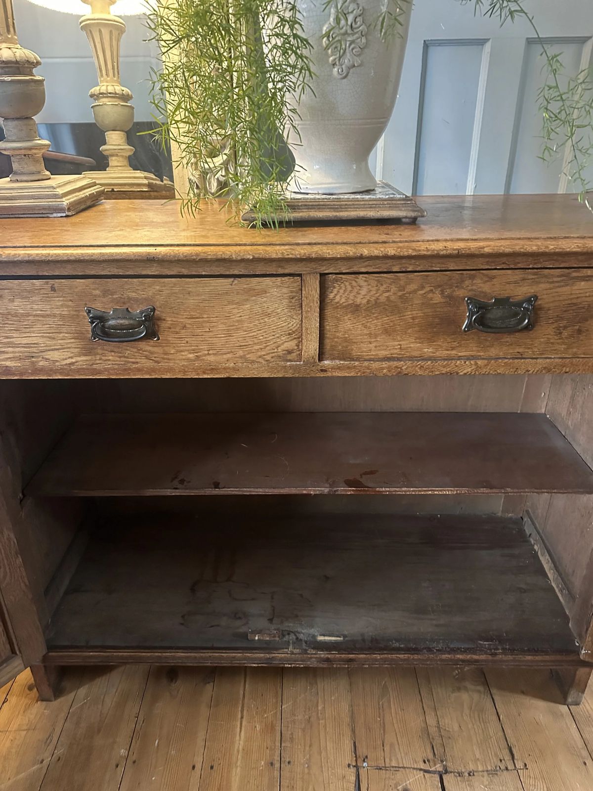 Antique Solid Oak Sideboard, 1800s photo 395.0