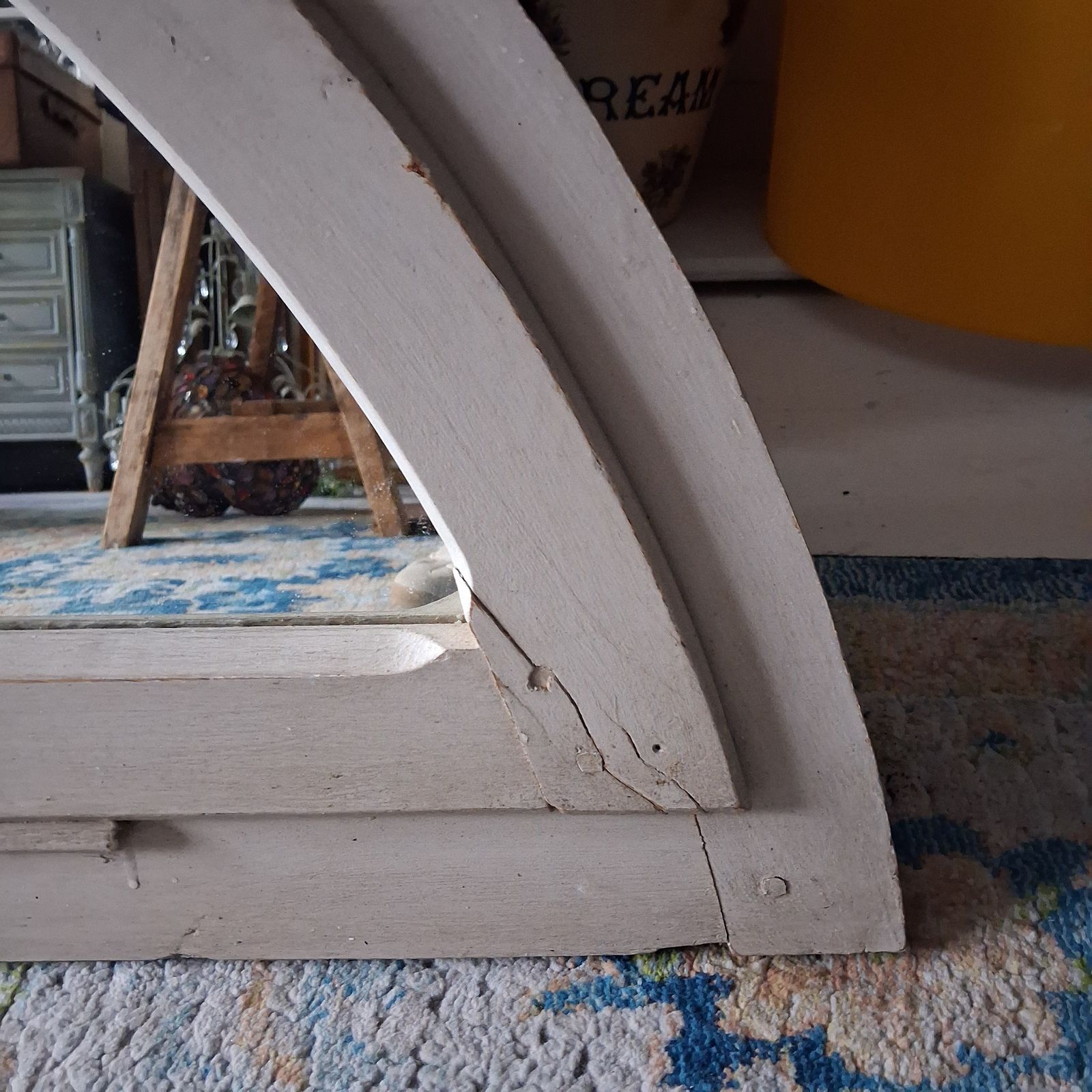 Antique French Mirror Frame Half Moon photo vinterior