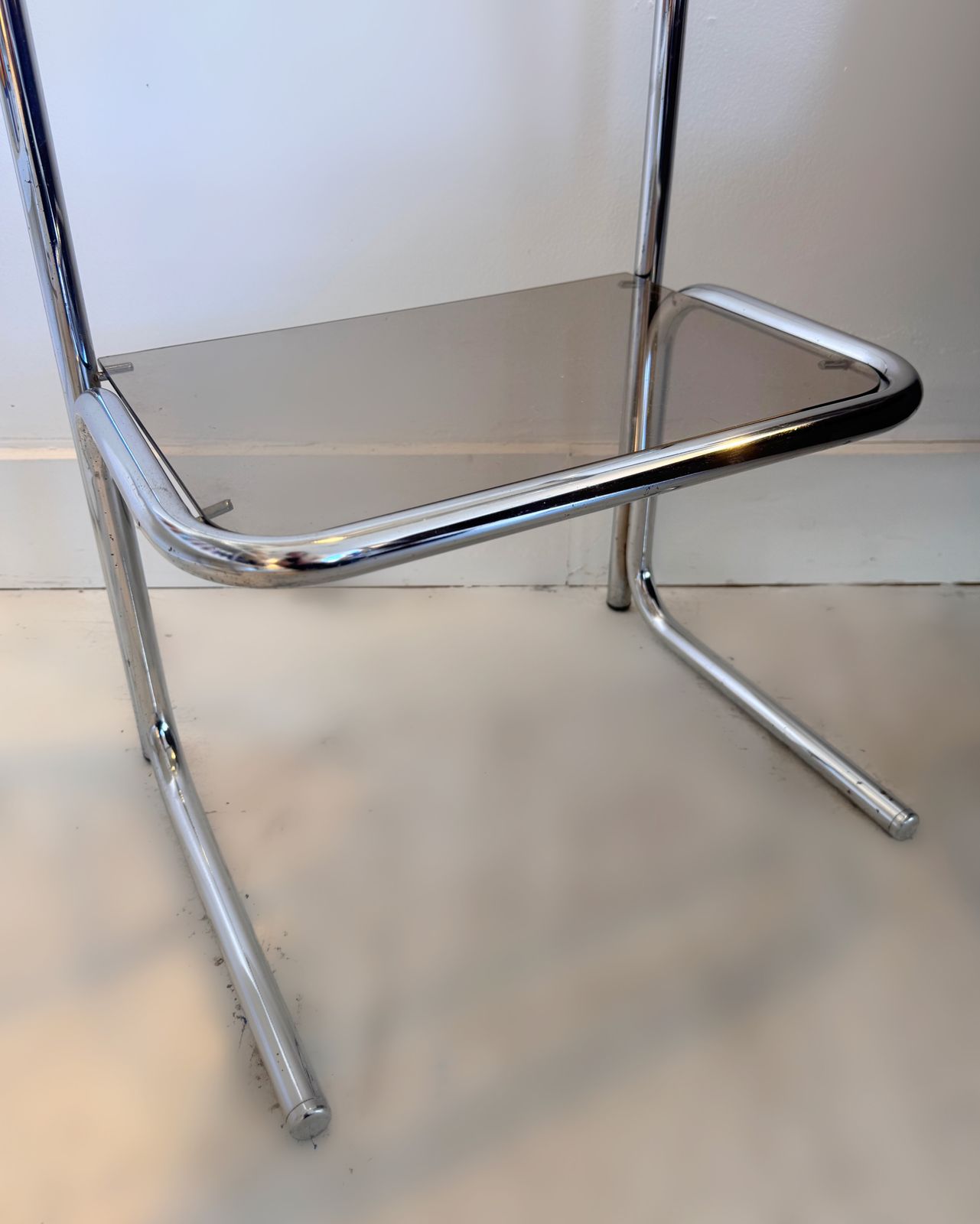 Terence Conran Chrome & Smoked Glass Habitat Side Table Unit, 1970 photo for sale