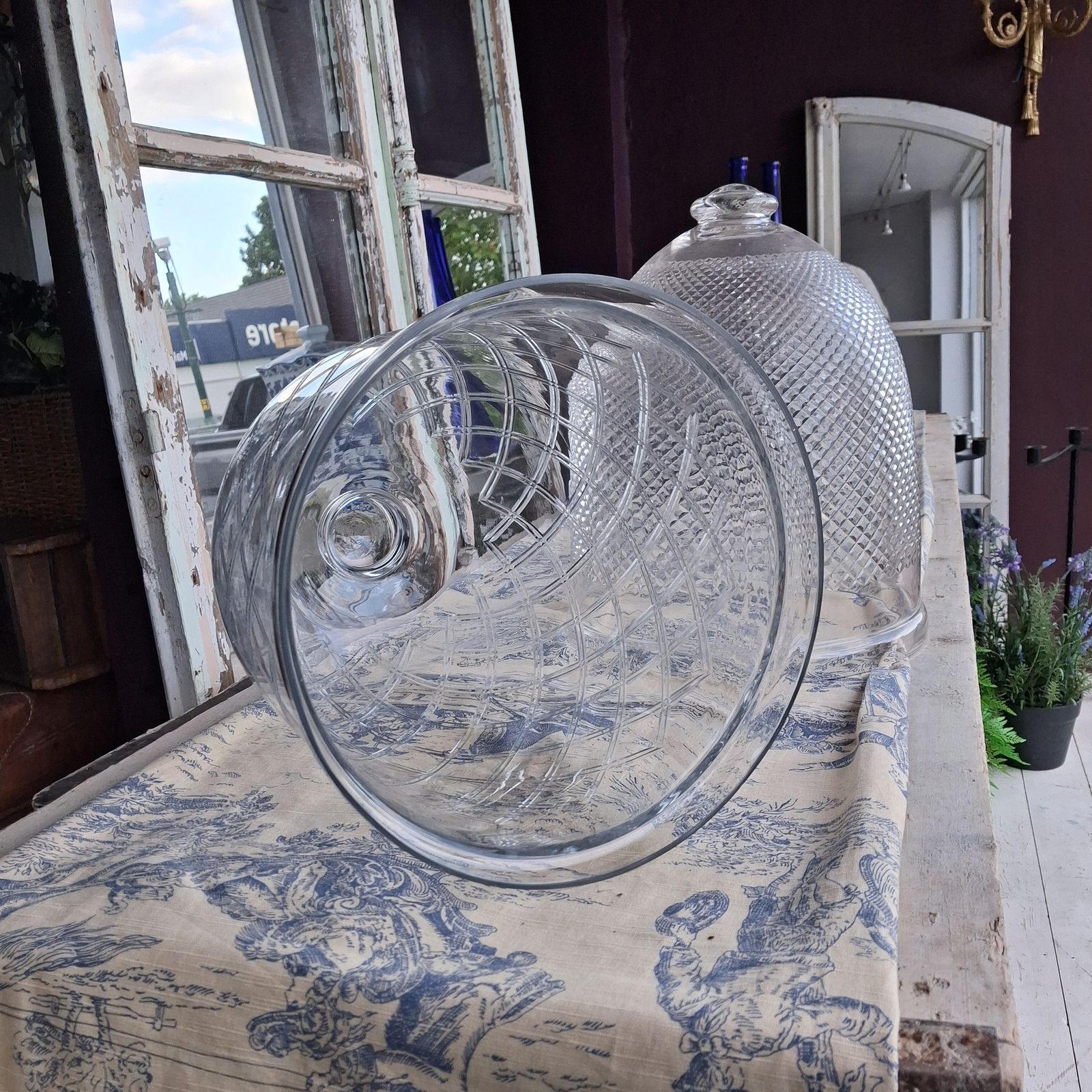 Pair Of Decorative Glass Domes photo vintage