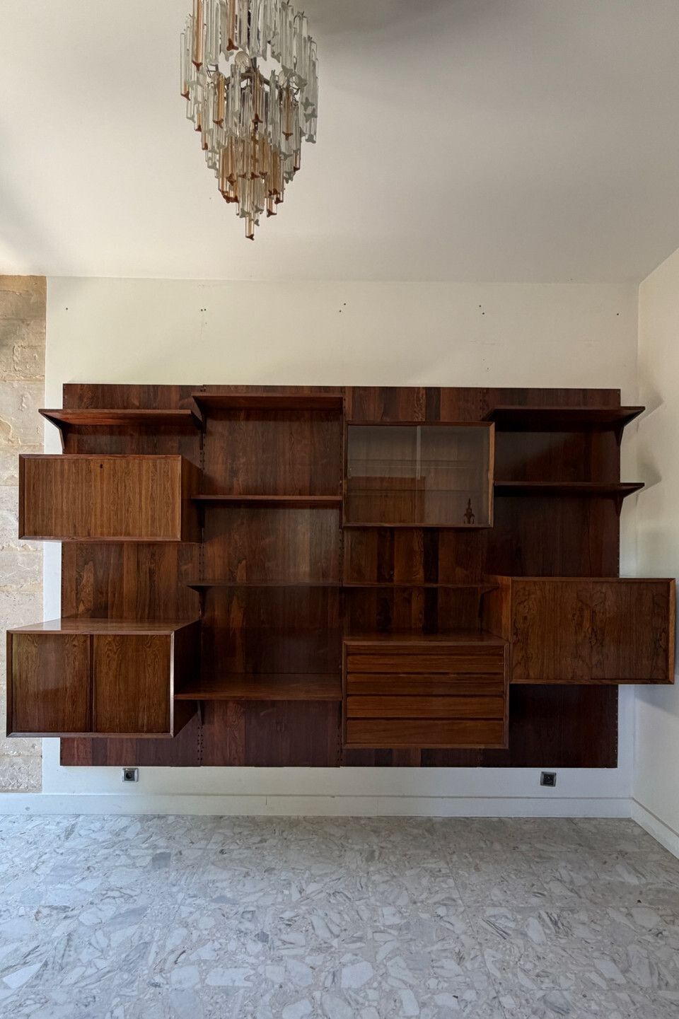 Scandinavian Modular Wall Shelf In Rosewood, Poul Cadovius, 1960s