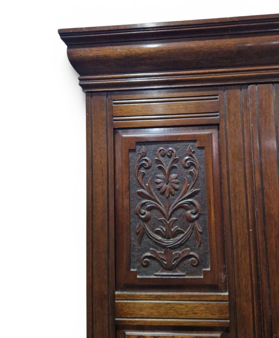 Antique Victorian Carved Walnut Single Wardrobe Mirrored Door Burr Armoire photo buy