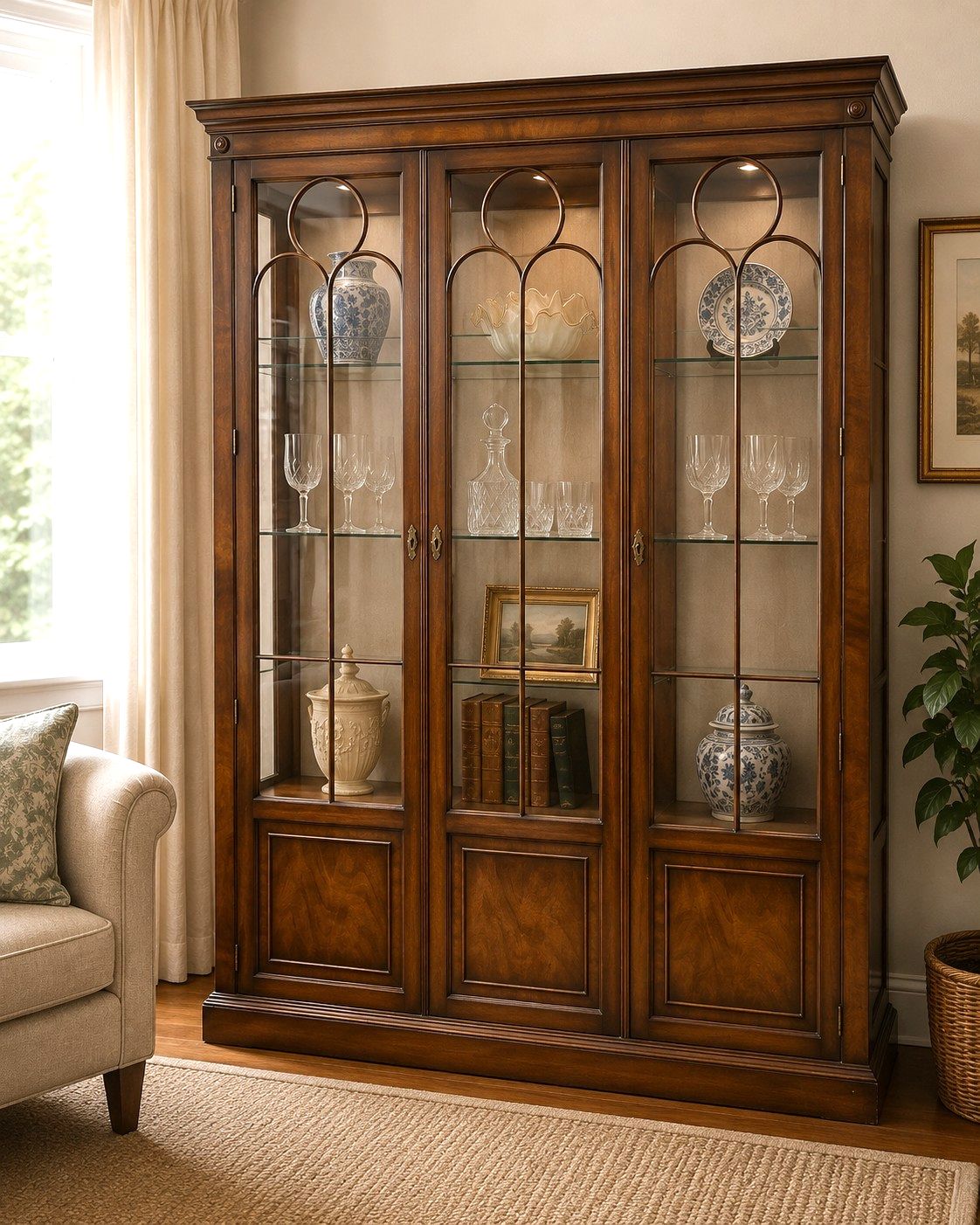 Bevan Funnell Reprodux Mahogany Showcase Display Cabinet Glazed Large Lockable