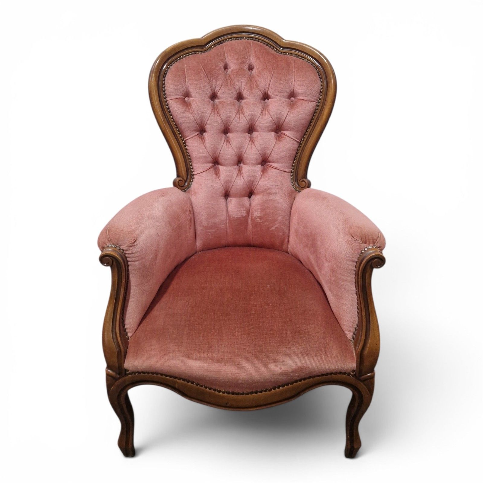 Victorian Style Button Back Tub Chair Pink Bedroom Accent Armchair photo furniture