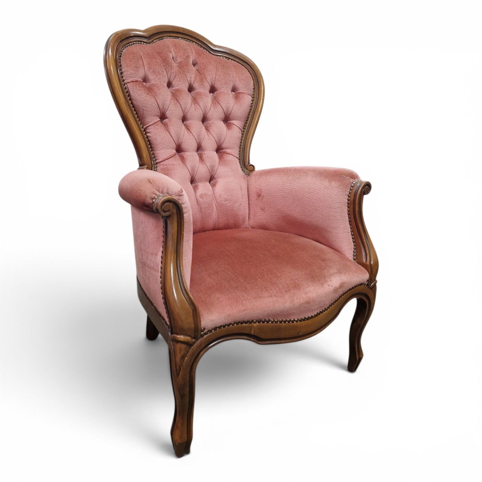 Victorian Style Button Back Tub Chair Pink Bedroom Accent Armchair photo Furniture
