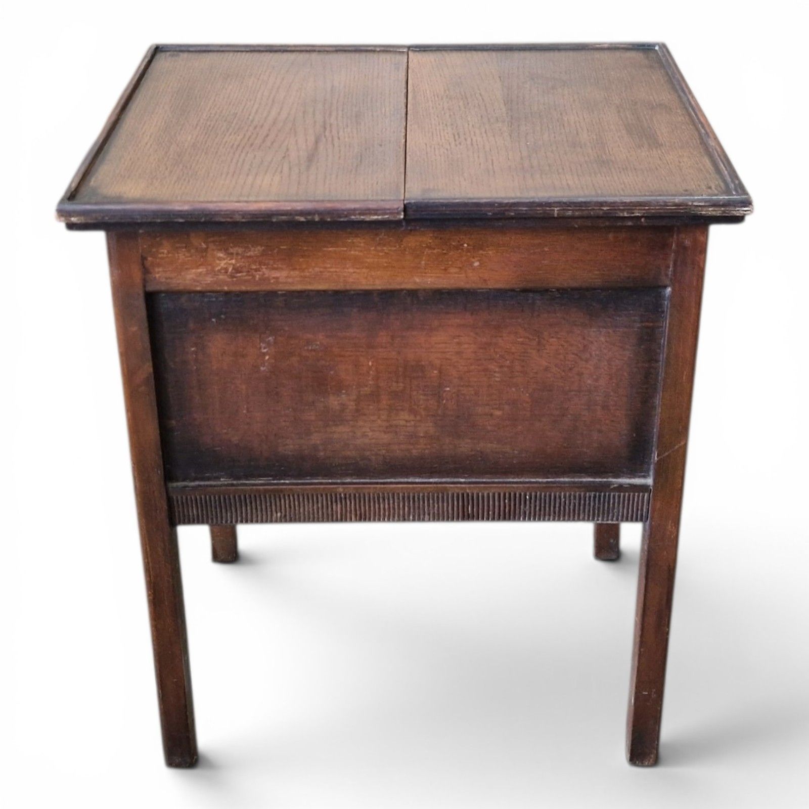 Vintage Oak Sewing Side Table Storage Box + Tray Sliding Top Crafts Knitting photo Furniture