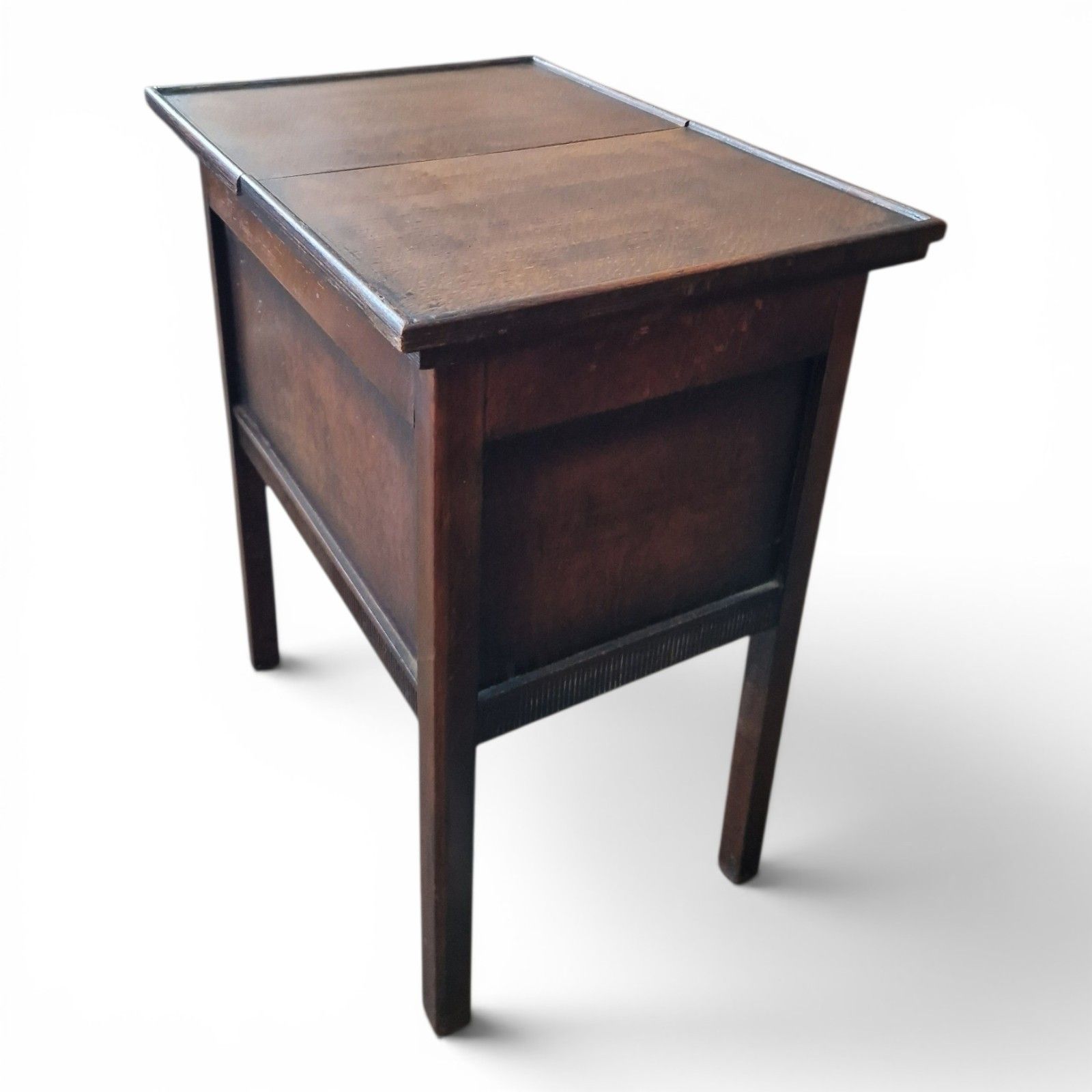 Vintage Oak Sewing Side Table Storage Box + Tray Sliding Top Crafts Knitting photo vintage