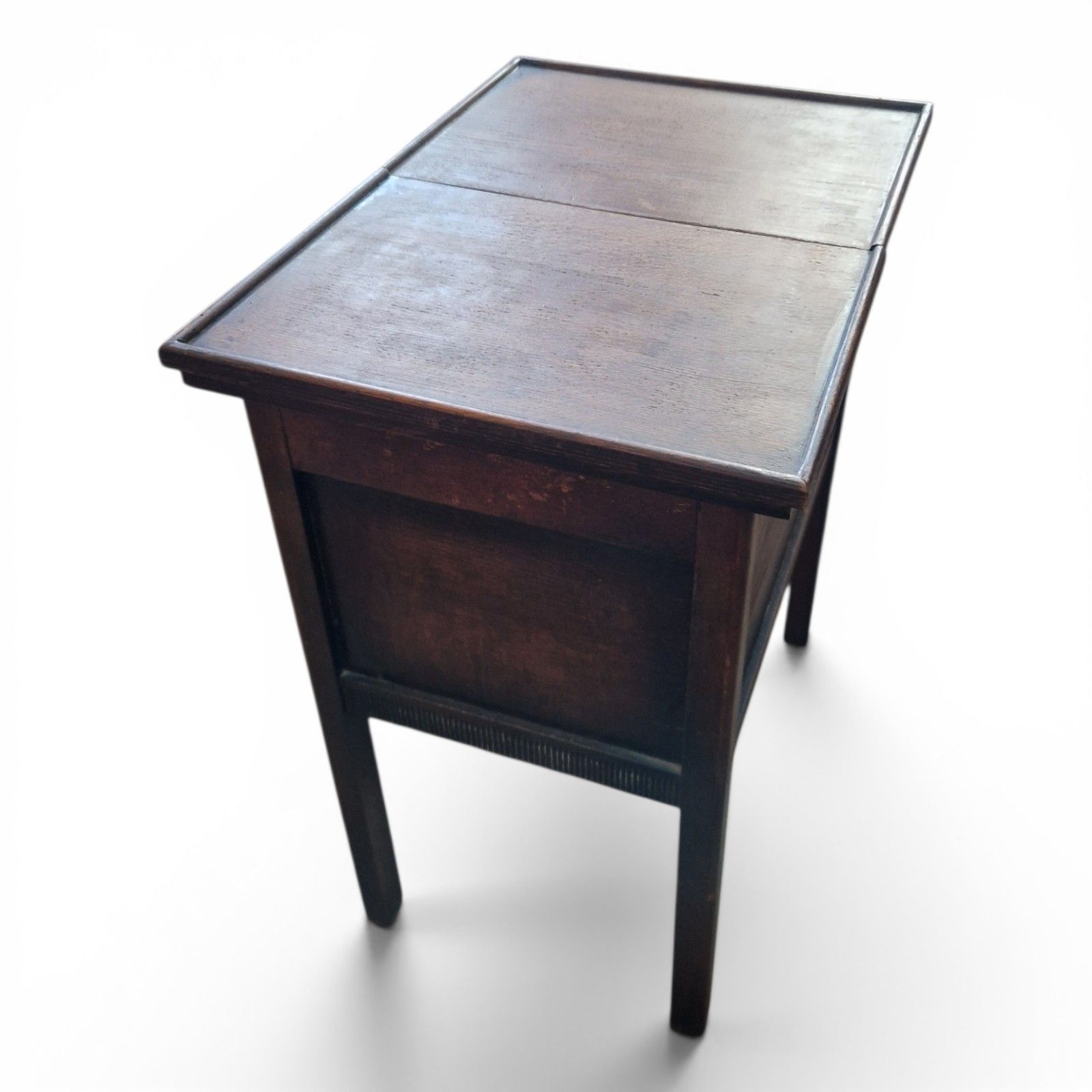 Furniture Vintage Oak Sewing Side Table Storage Box + Tray Sliding Top Crafts Knitting photo