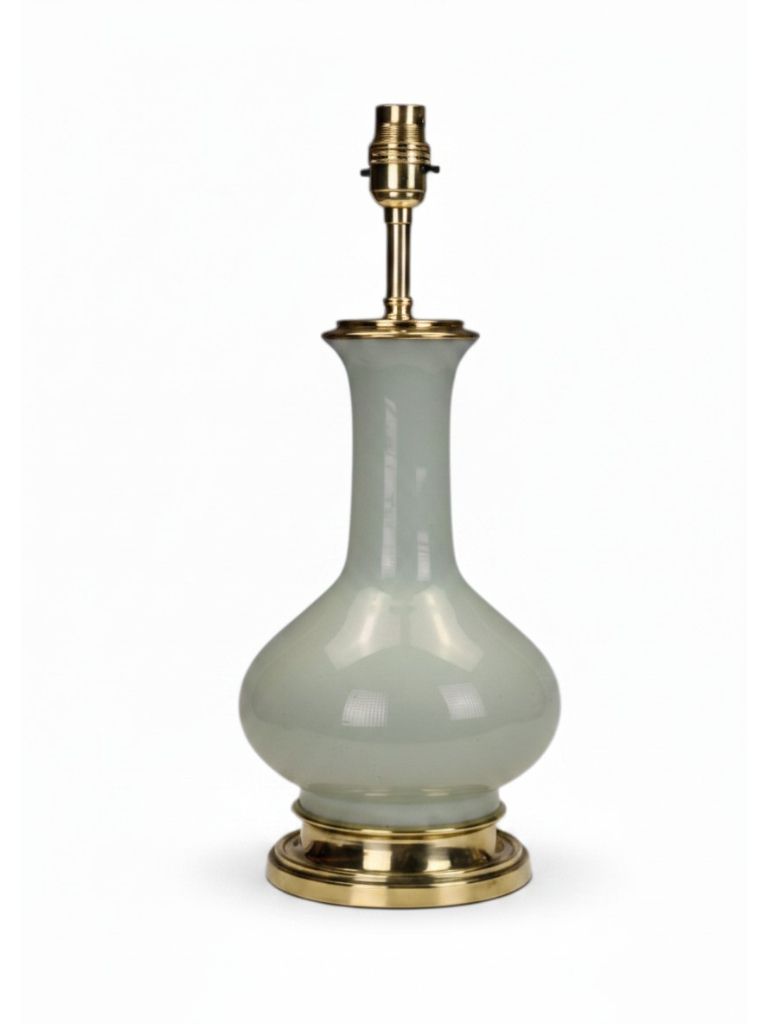 A Superb 19th Century French Celadon Porcelain Table Lamp
