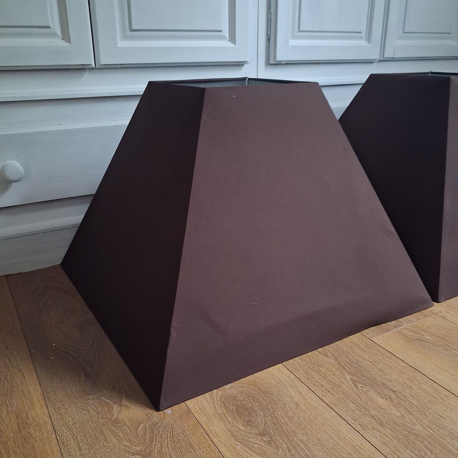 Pair Of Huge Brown Table Lamp Shades photo for sale