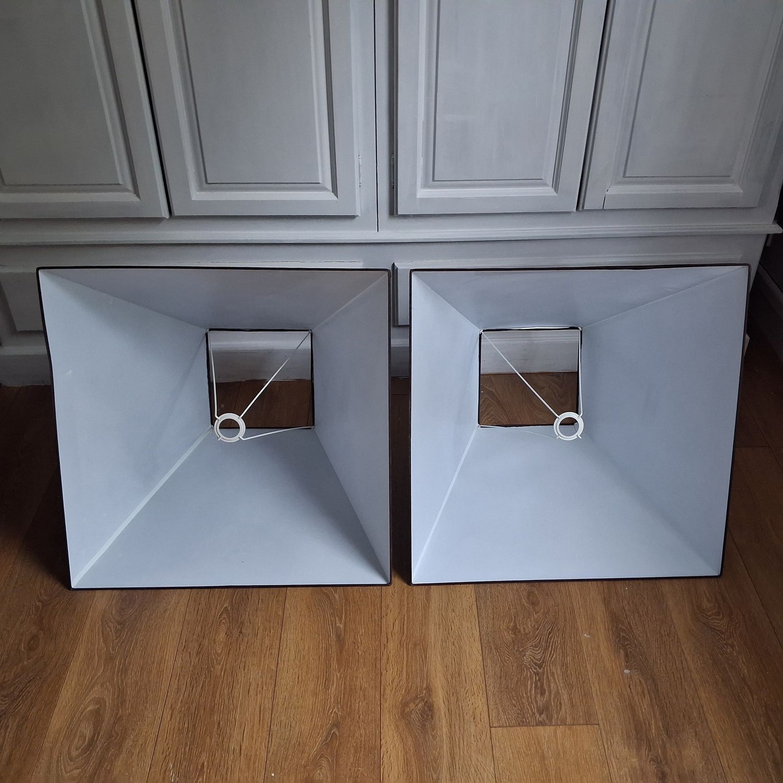 photo for sale Pair Of Huge Brown Table Lamp Shades
