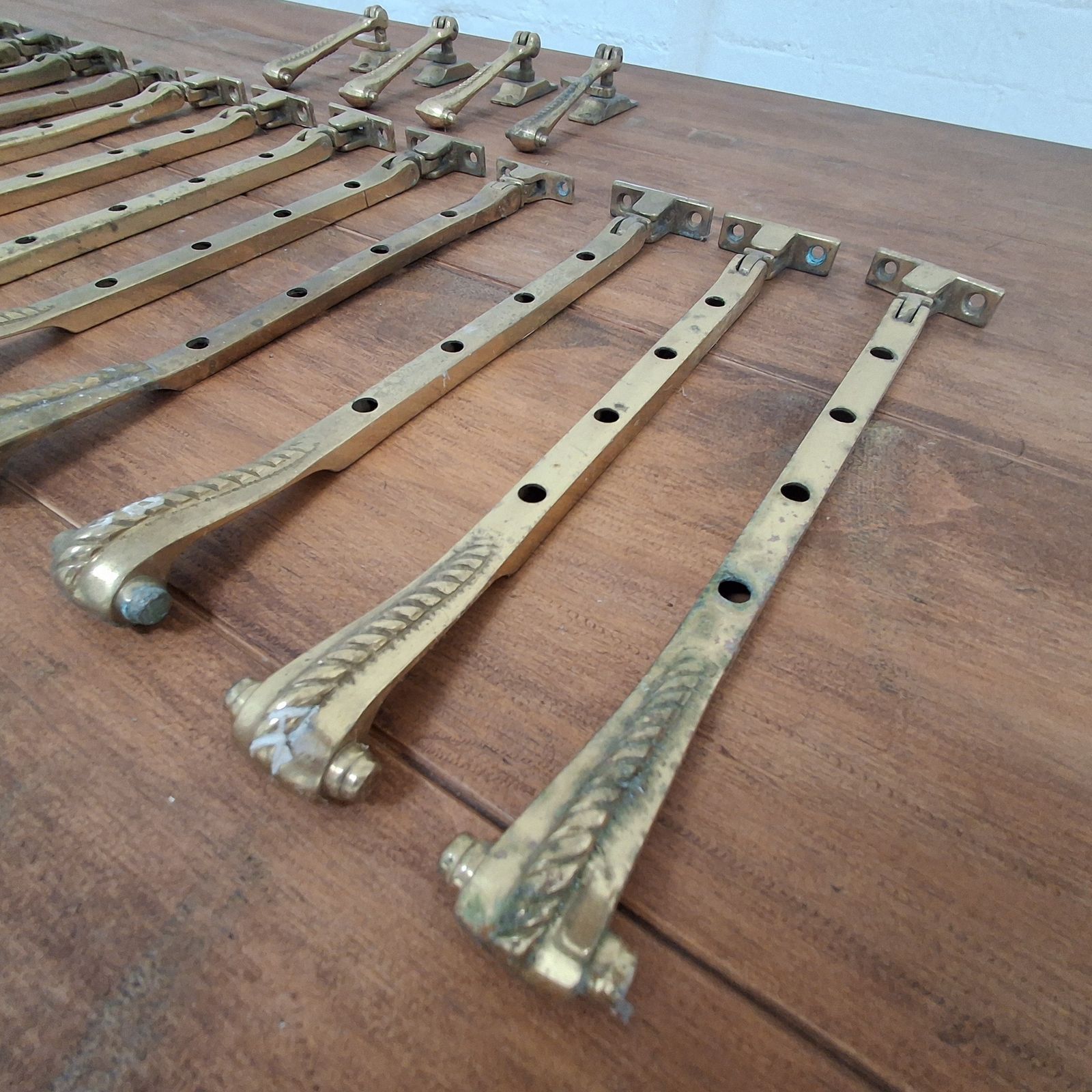 Antique Brass Window Stays, 1940s photo 120.0