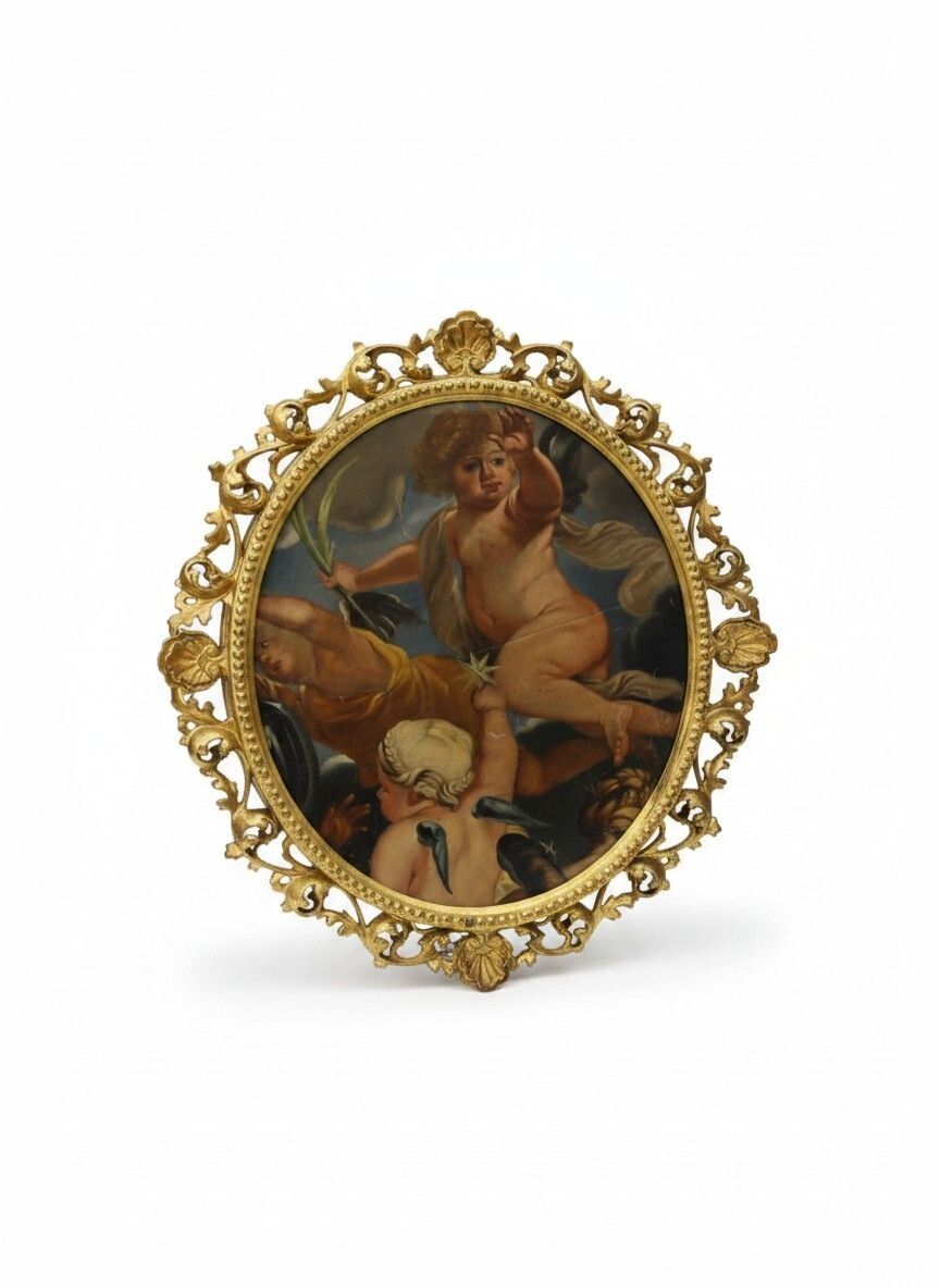 An Italian Oil Painting On Canvas In A Giltwood Florentine Frame