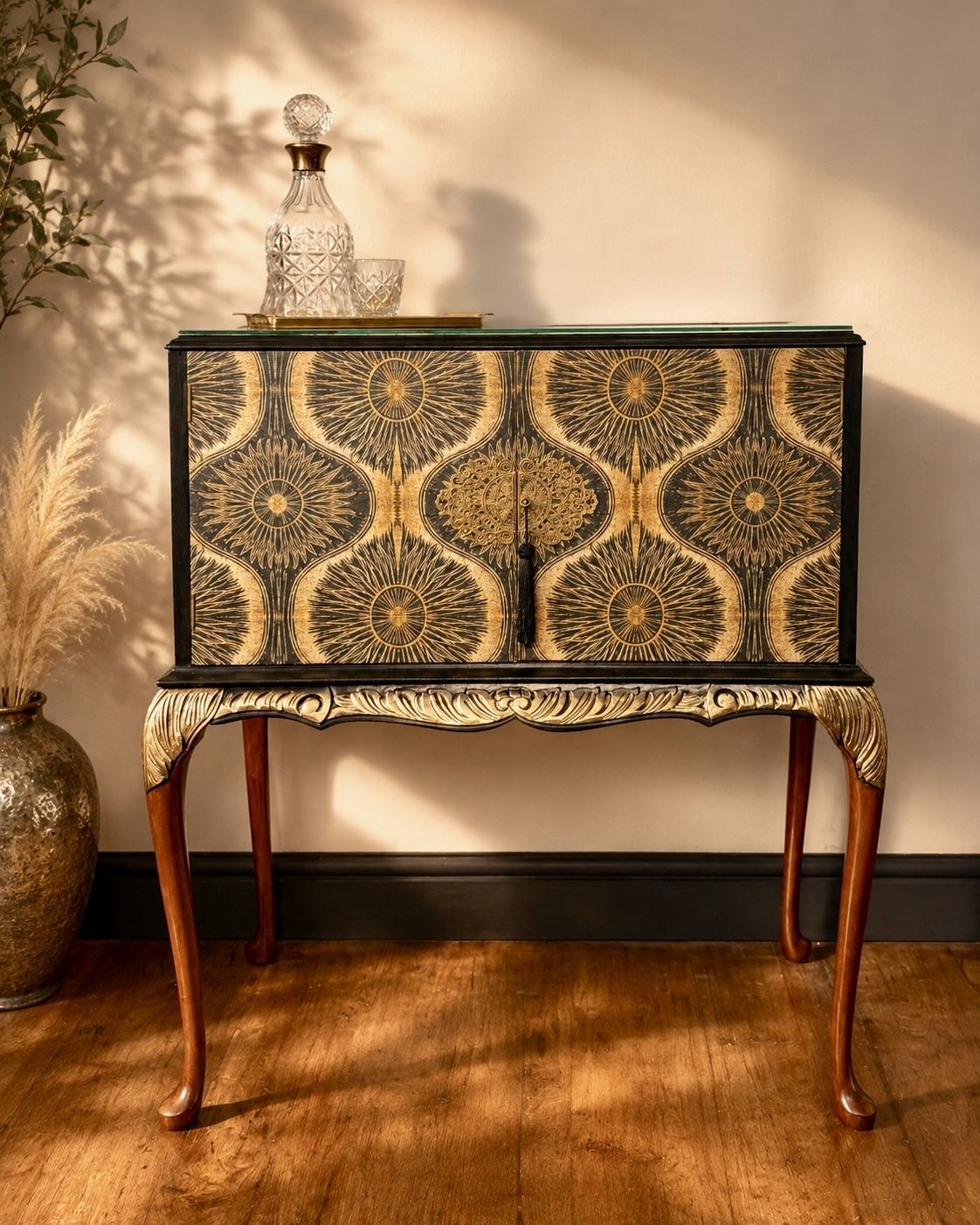 Small Vintage Queen Anne Drinks / Cocktail Cabinet