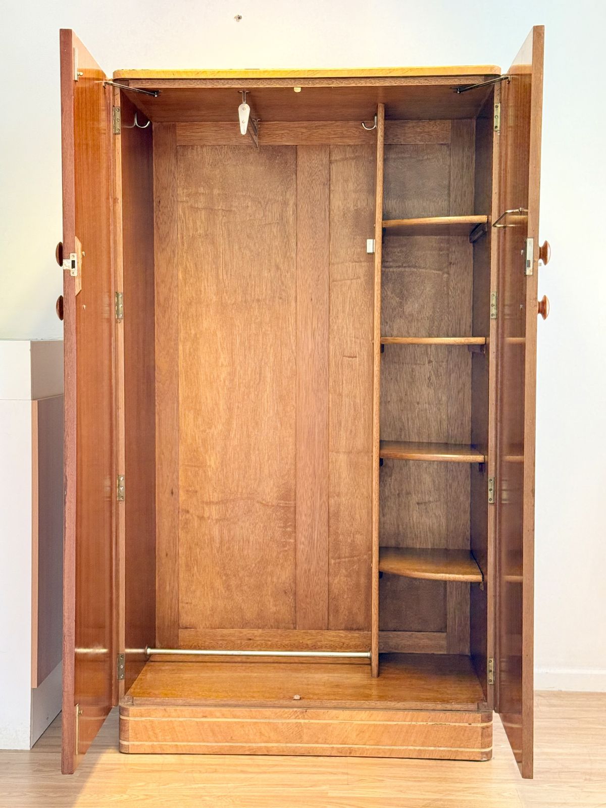 Art Deco Compactum Wardrobe, Walnut With Fitted Integral Interior photo vintage