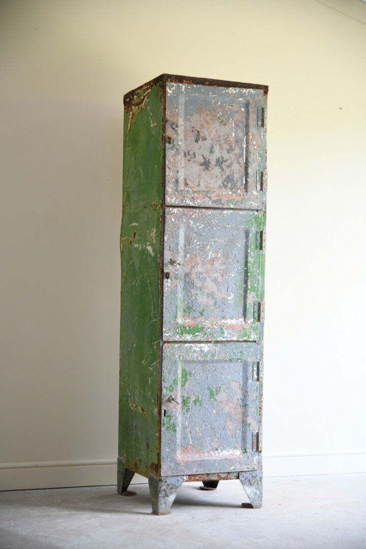 Vintage Industrial Triple Locker Cabinet