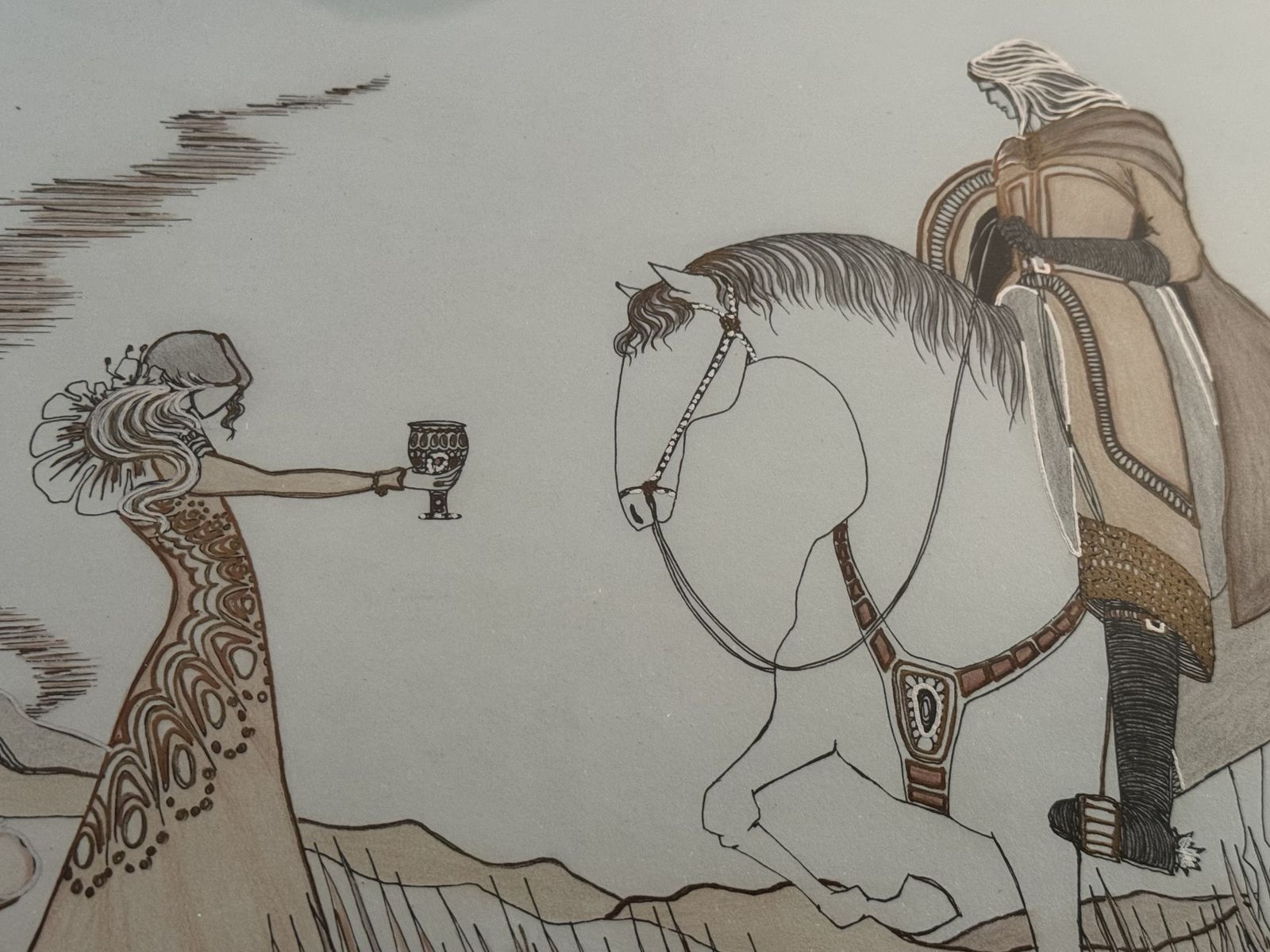 photo furniture Original 20th Century Fantasy Illustration By Eleanor Clayforth – Framed Mixed Media Drawing