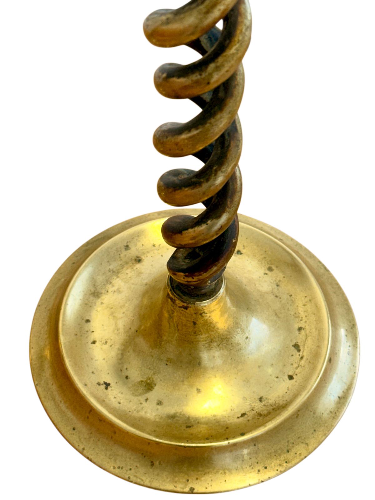 Pair Of 19th Century Victorian Barley Twist Brass Candlestick Holders photo for sale