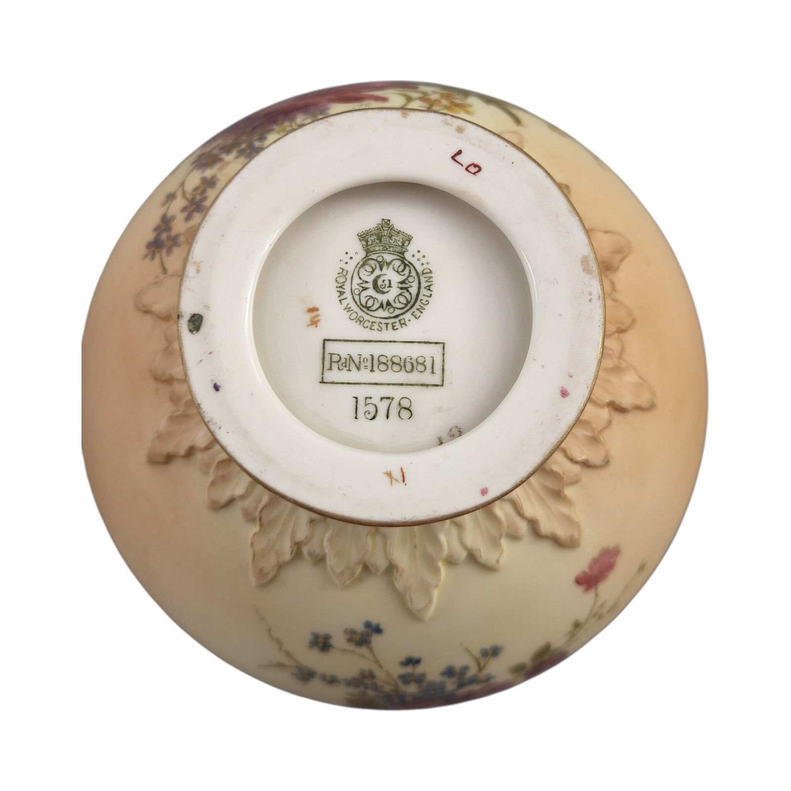 Royal Worcester Dolphin Handled Blush Ivory Vase Pair, Persian Range, 1902-1903 photo vinterior
