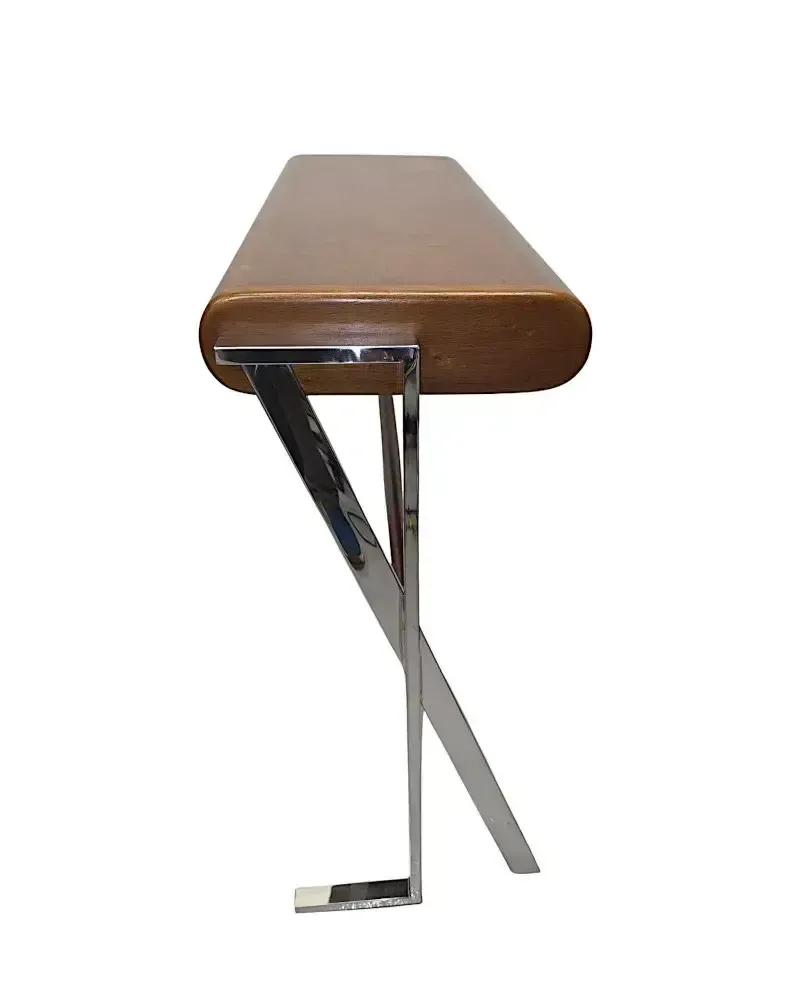 A Very Fine Mid Century Style Walnut And Chrome Console Table photo vintage