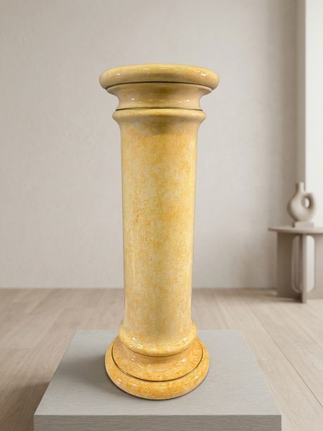 Vintage Geglazuurd Keramiek Voetstuk – Gemarmerd Onyx  En Marmereffect, 20e Eeuw photo furniture