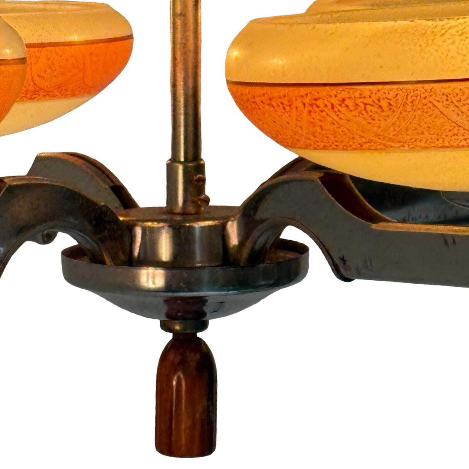 photo furniture Art Deco Chandelier   Approx. 1930, Czechoslovakia   Frosted Glass, Bakelite And Chromed Metal Frame   4 Bulbs
